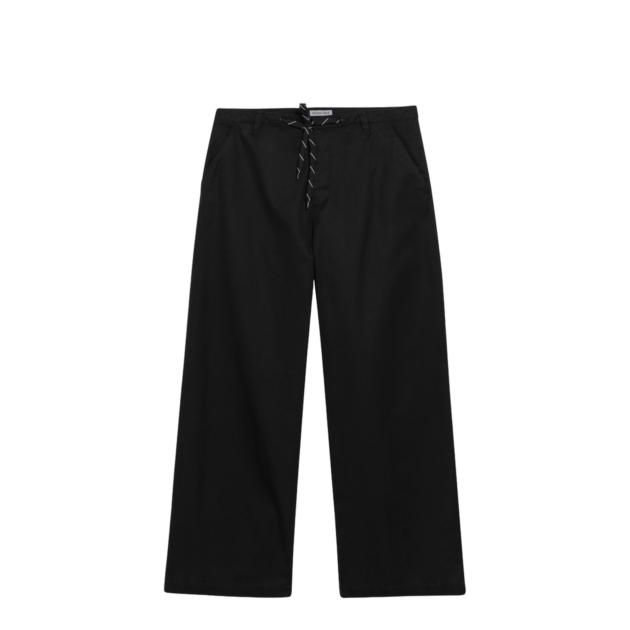 Black Cotton Twill Chino Trousers