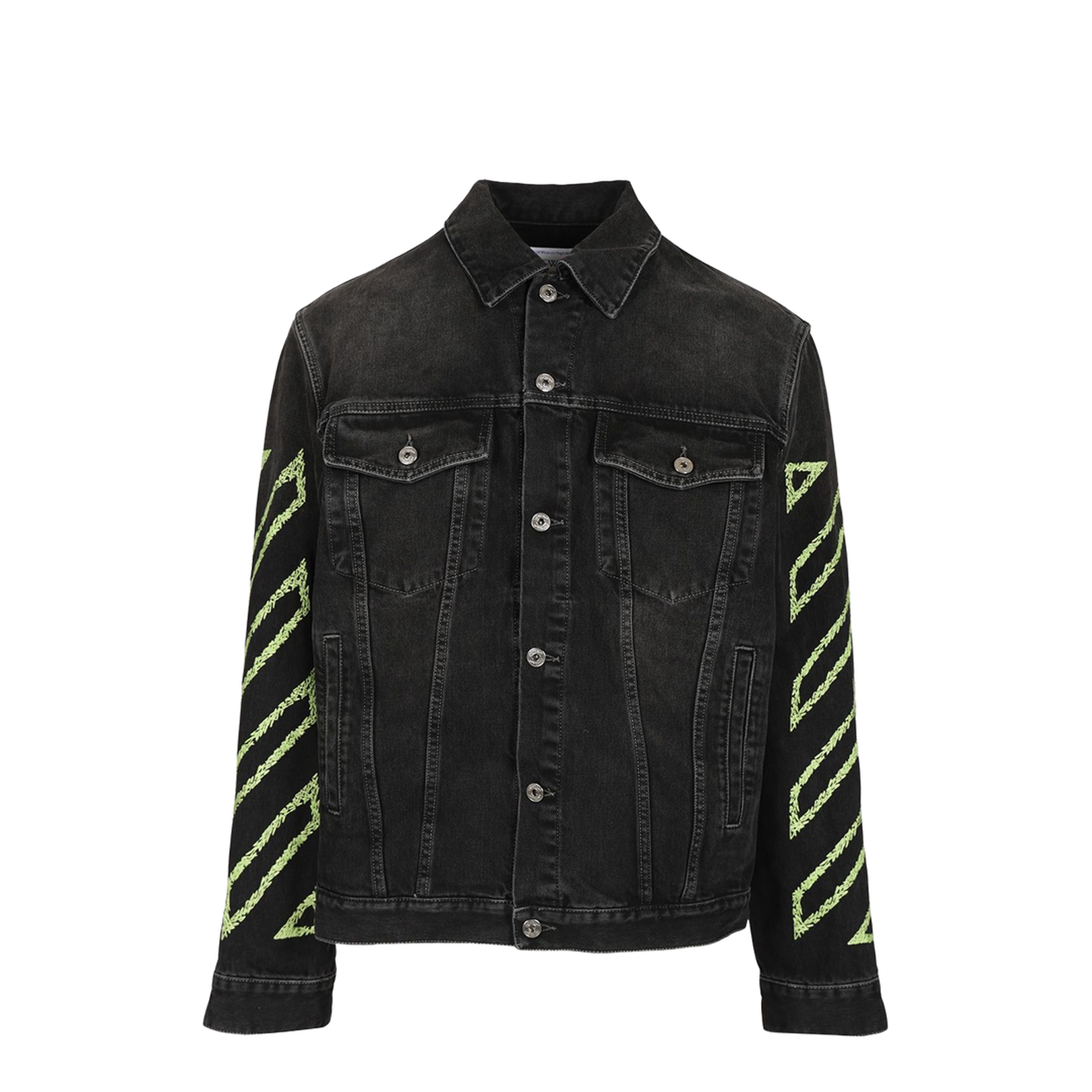 Diagonal Arr Outl Denim Skate Jacket in Black