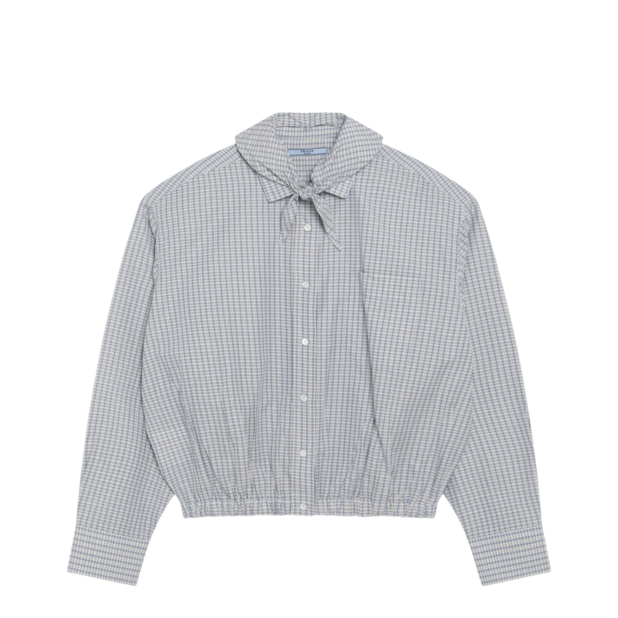 MAYFEYR - Prada - Sand-Colored Check Cotton Shirt With Scarf - P484IXOOO6134F0TYG