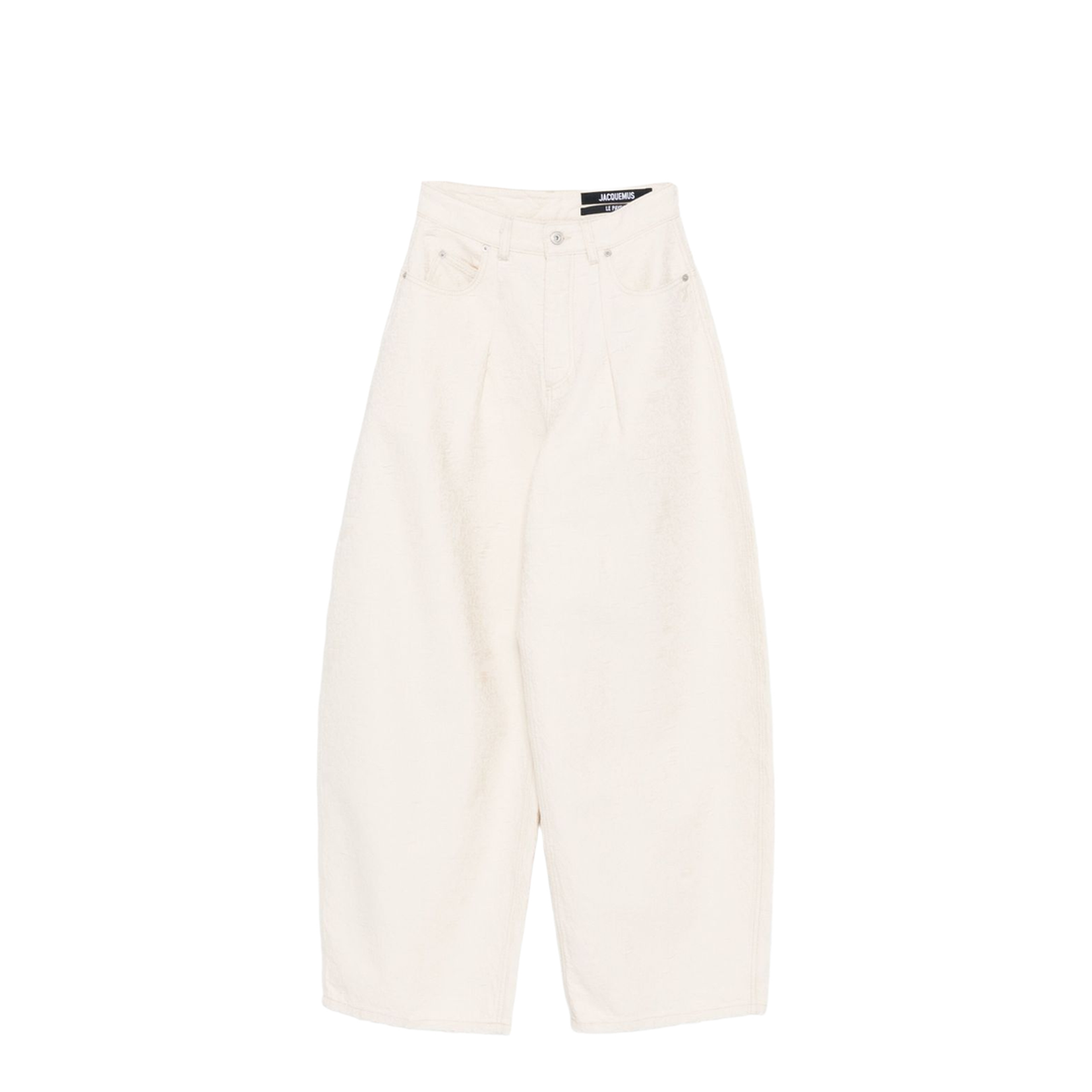 Off-White Pleated Front High Waist Tapered Loose Leg Pants
