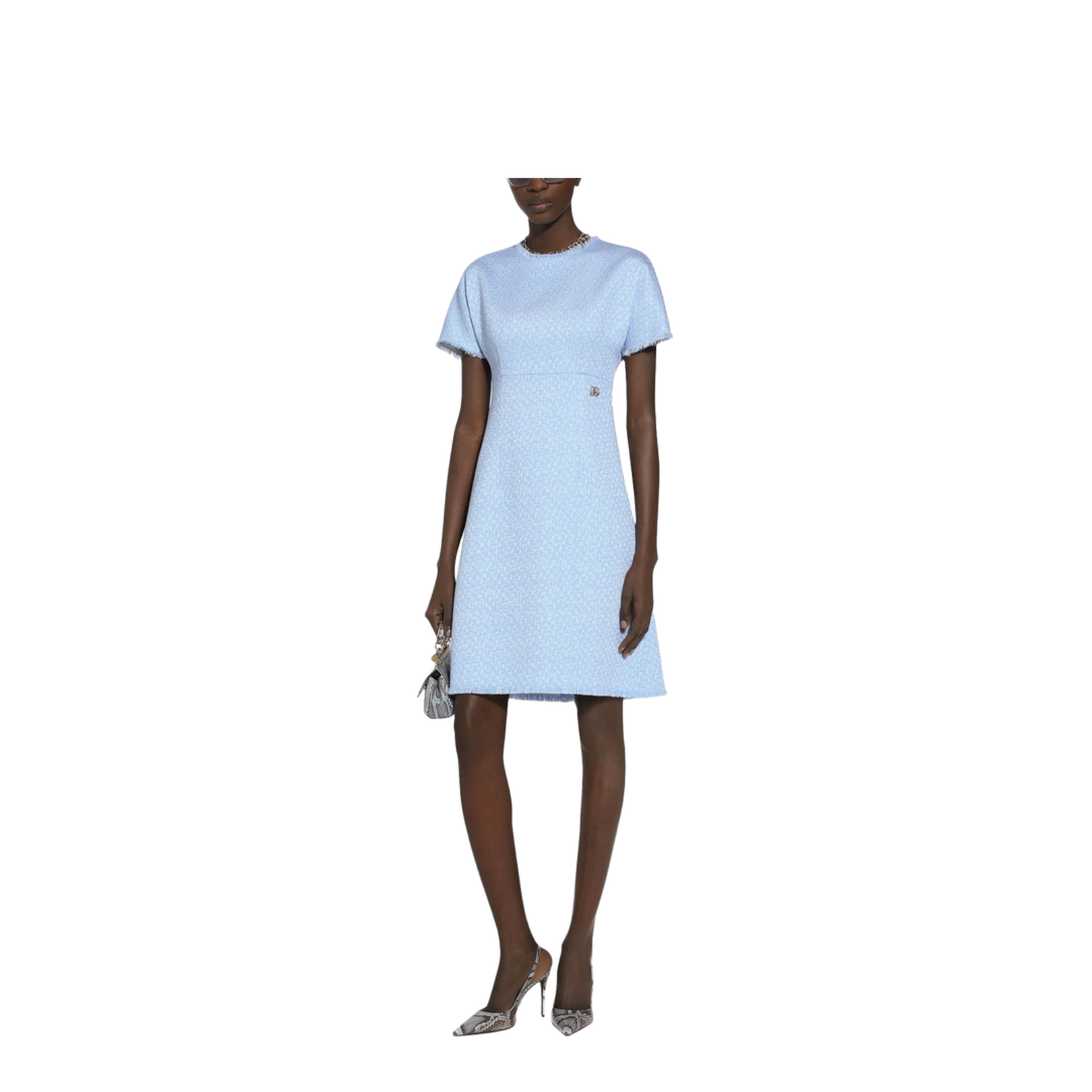 Raschel Tweed Midi Dress with Logo