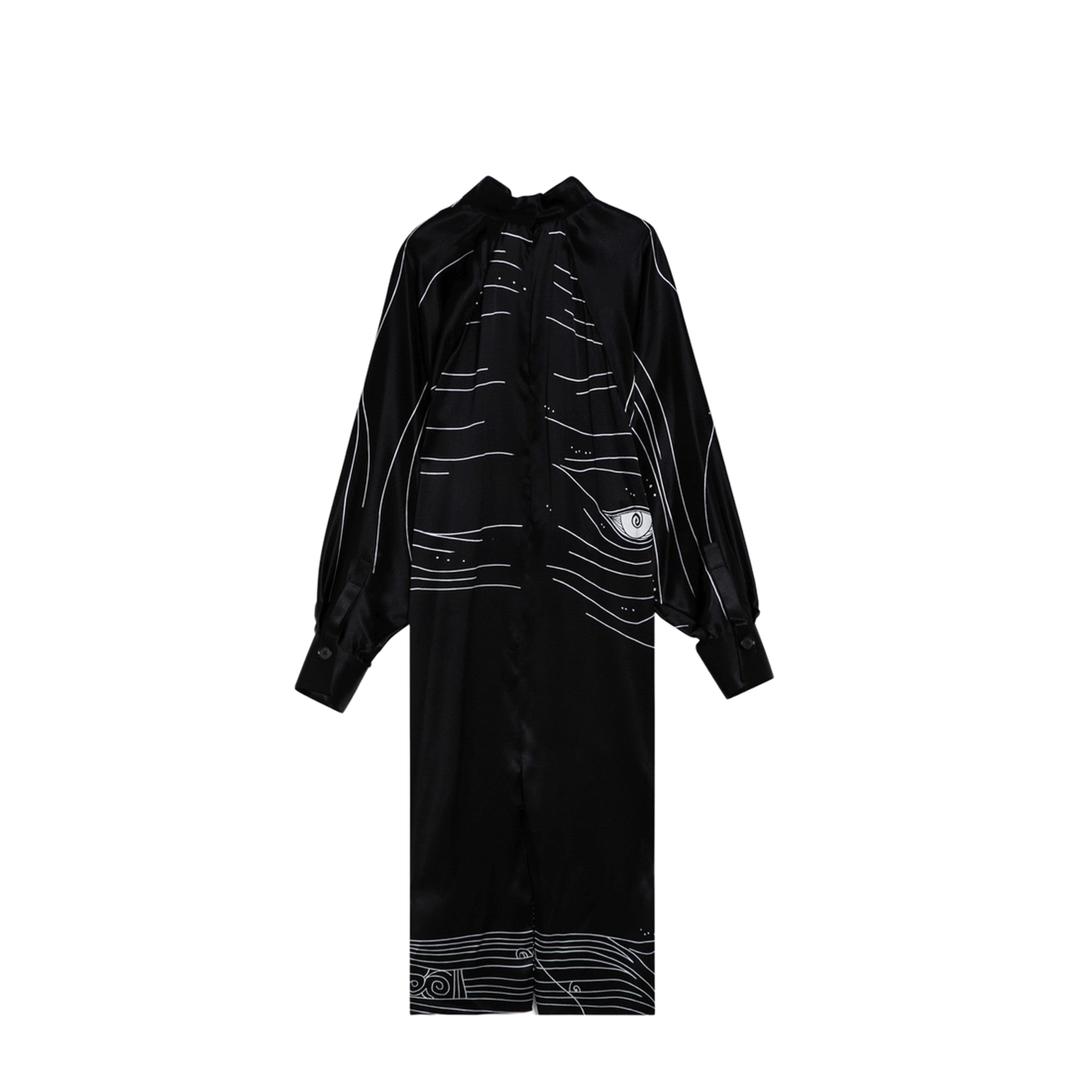 Black Silk Satin Midi Dress