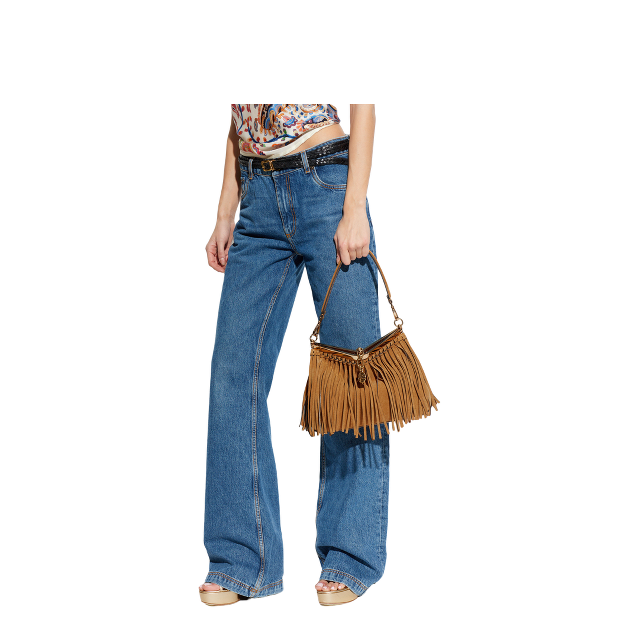Vela Medium Suede Bag - Camel Brown