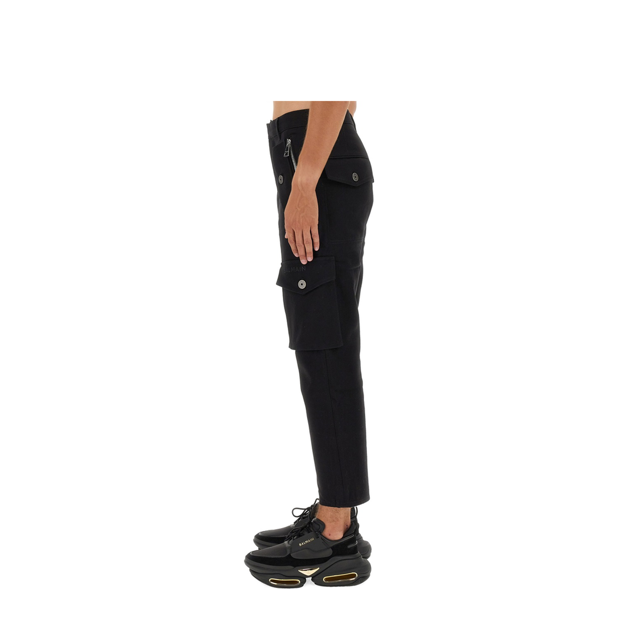 Cargo Trousers Black Fabric