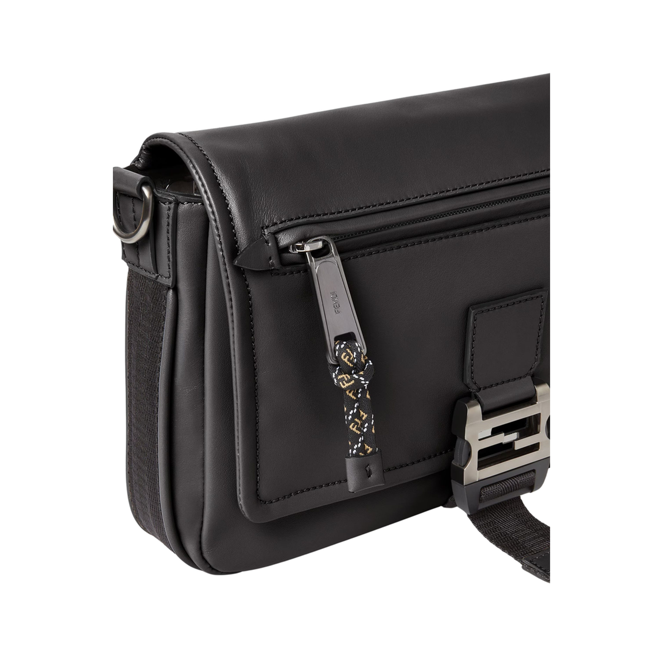 Flux Messenger Leather Crossbody Bag - Black