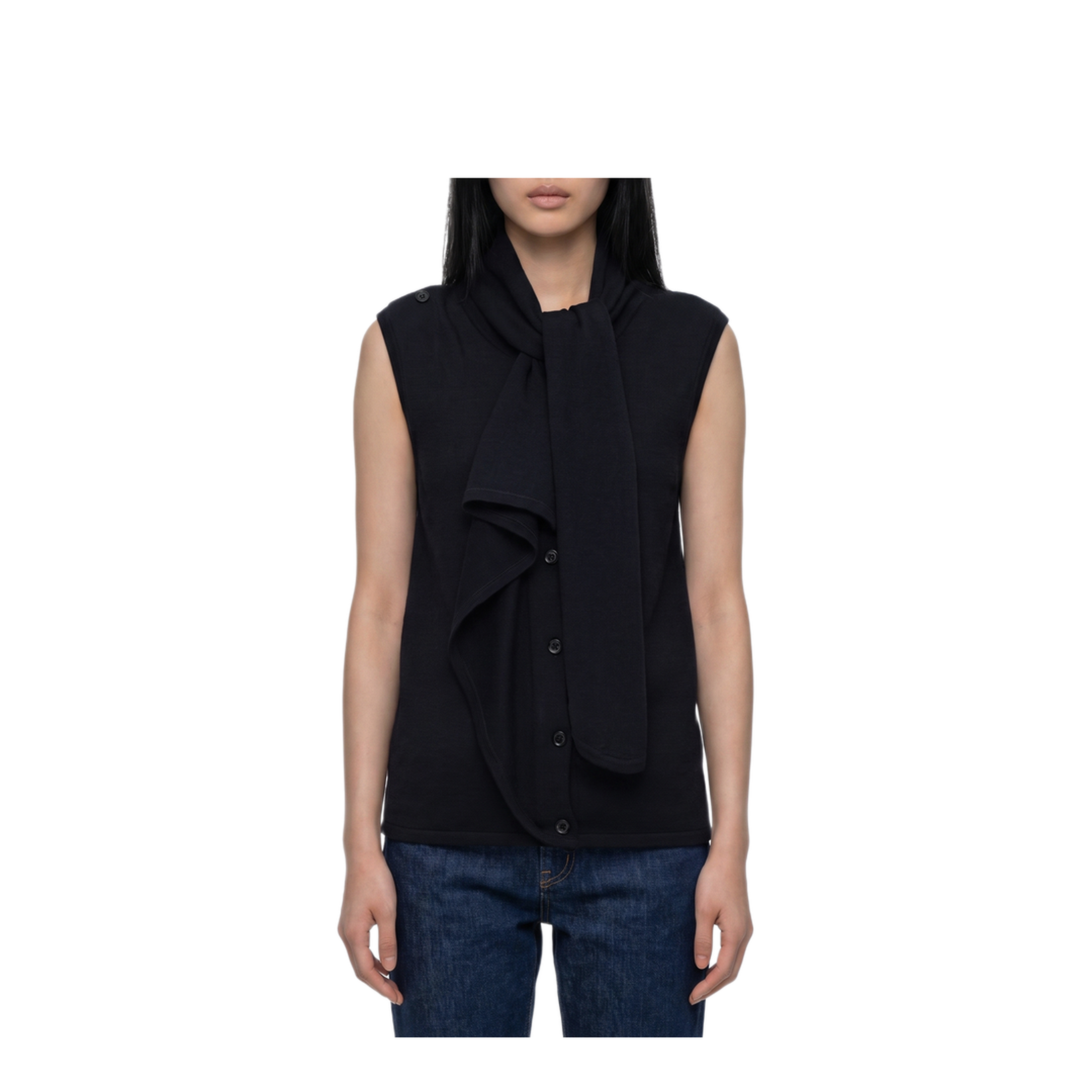MAYFEYR - Lemaire - Asymmetrical Cardigan In Merino Wool Blend - PO0053LK1063BK999