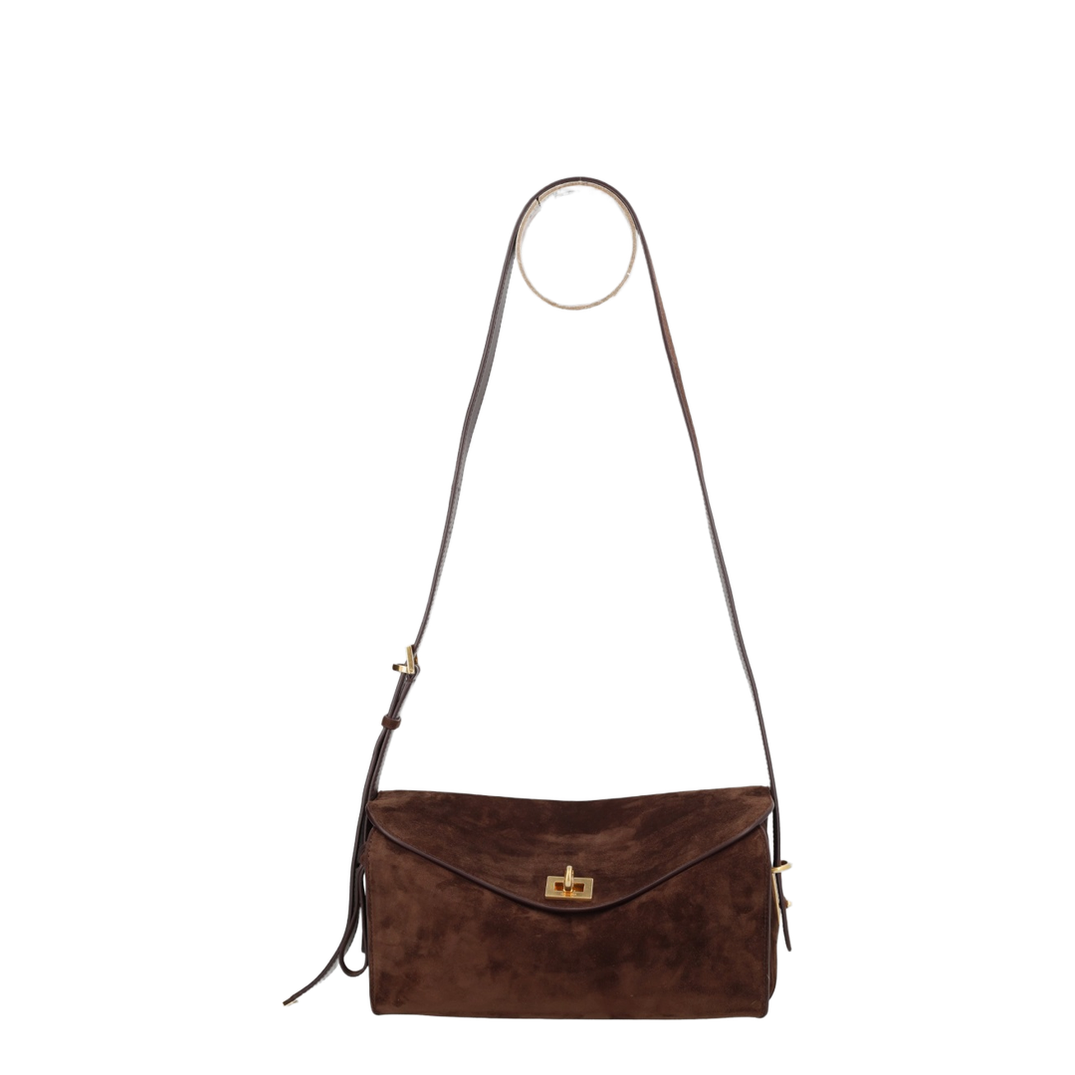 Le 7 Medium Suede Calfskin Shoulder Bag - Moka/Ruby