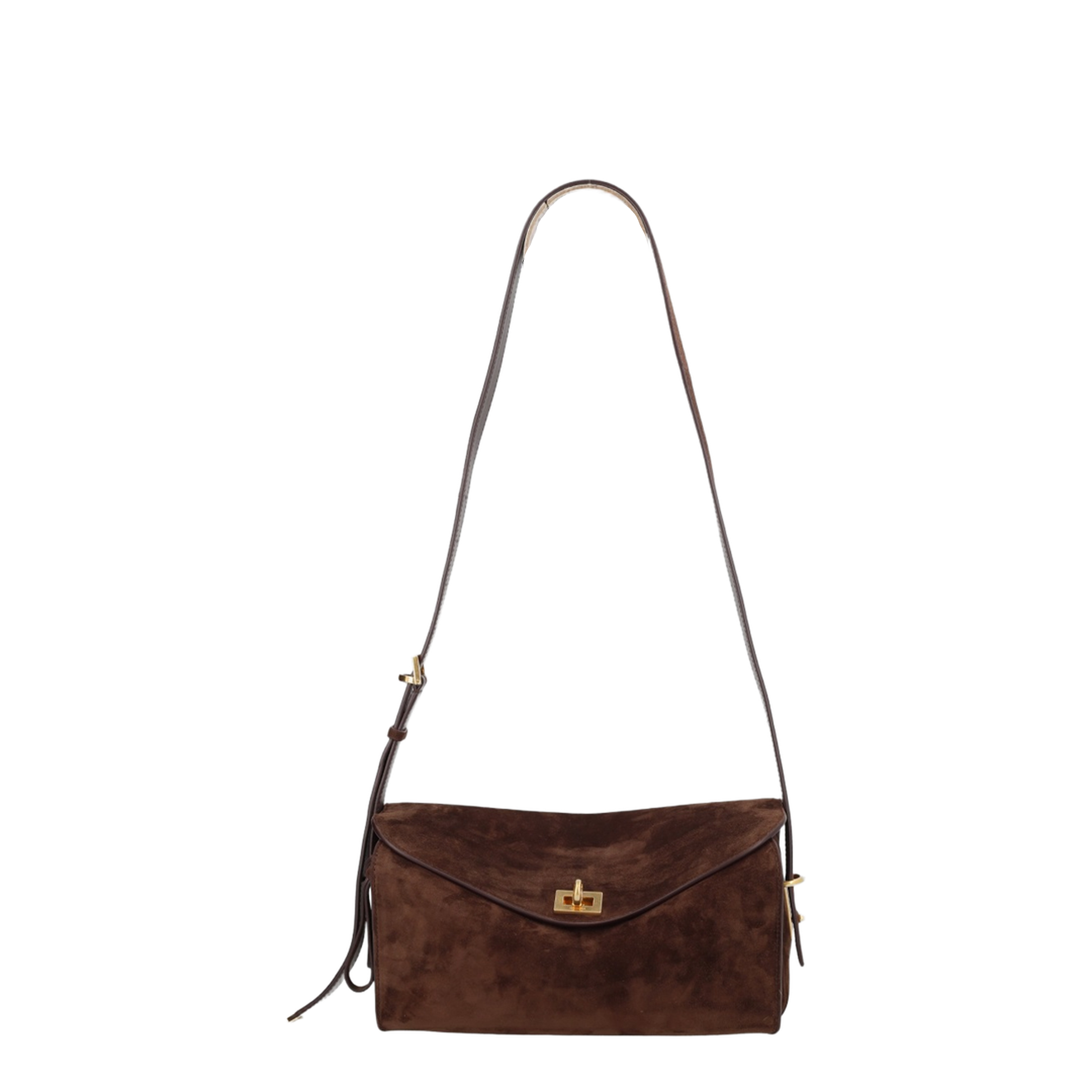 Le 7 Medium Suede Calfskin Shoulder Bag - Moka/Ruby