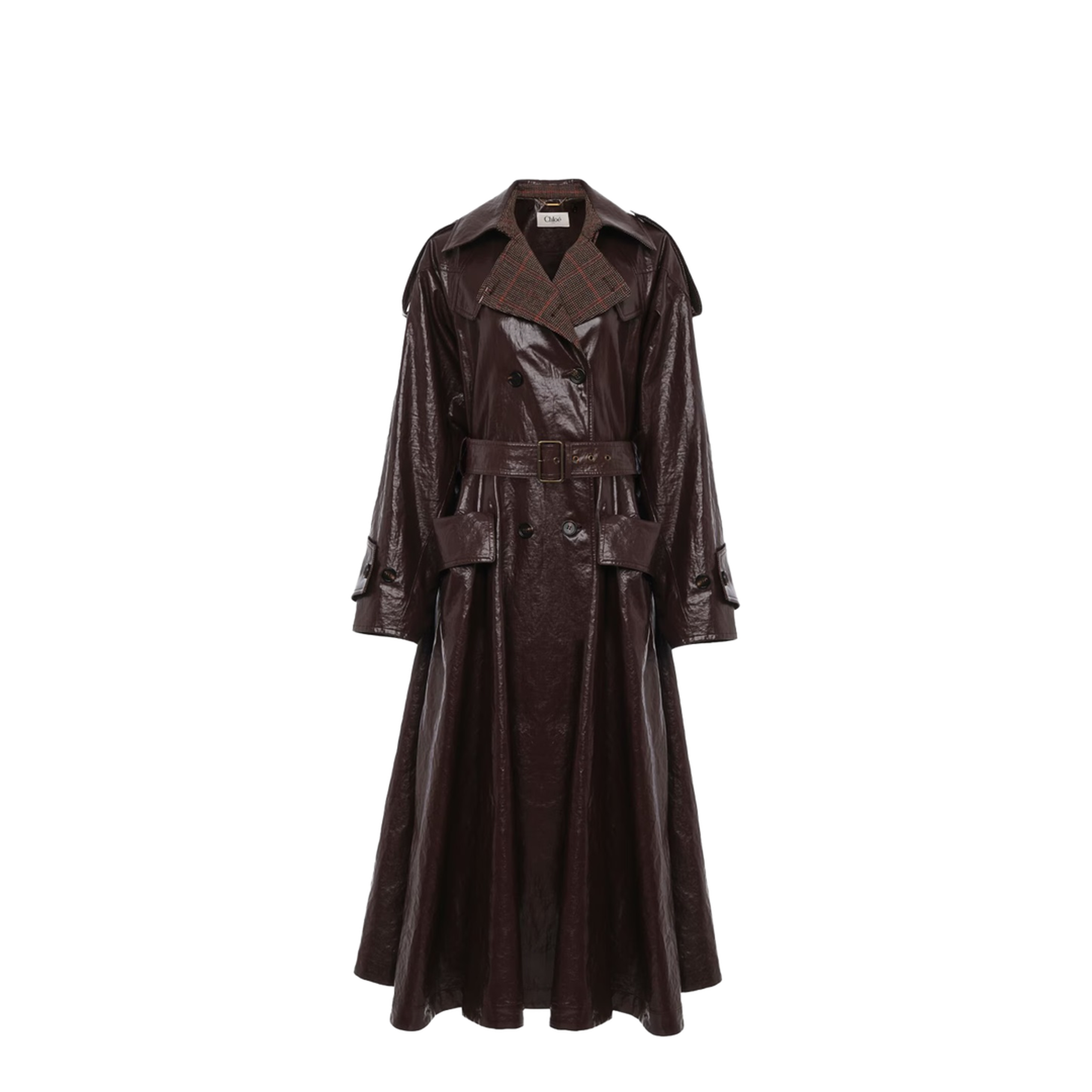 Dark Purple Leather Trench Coat