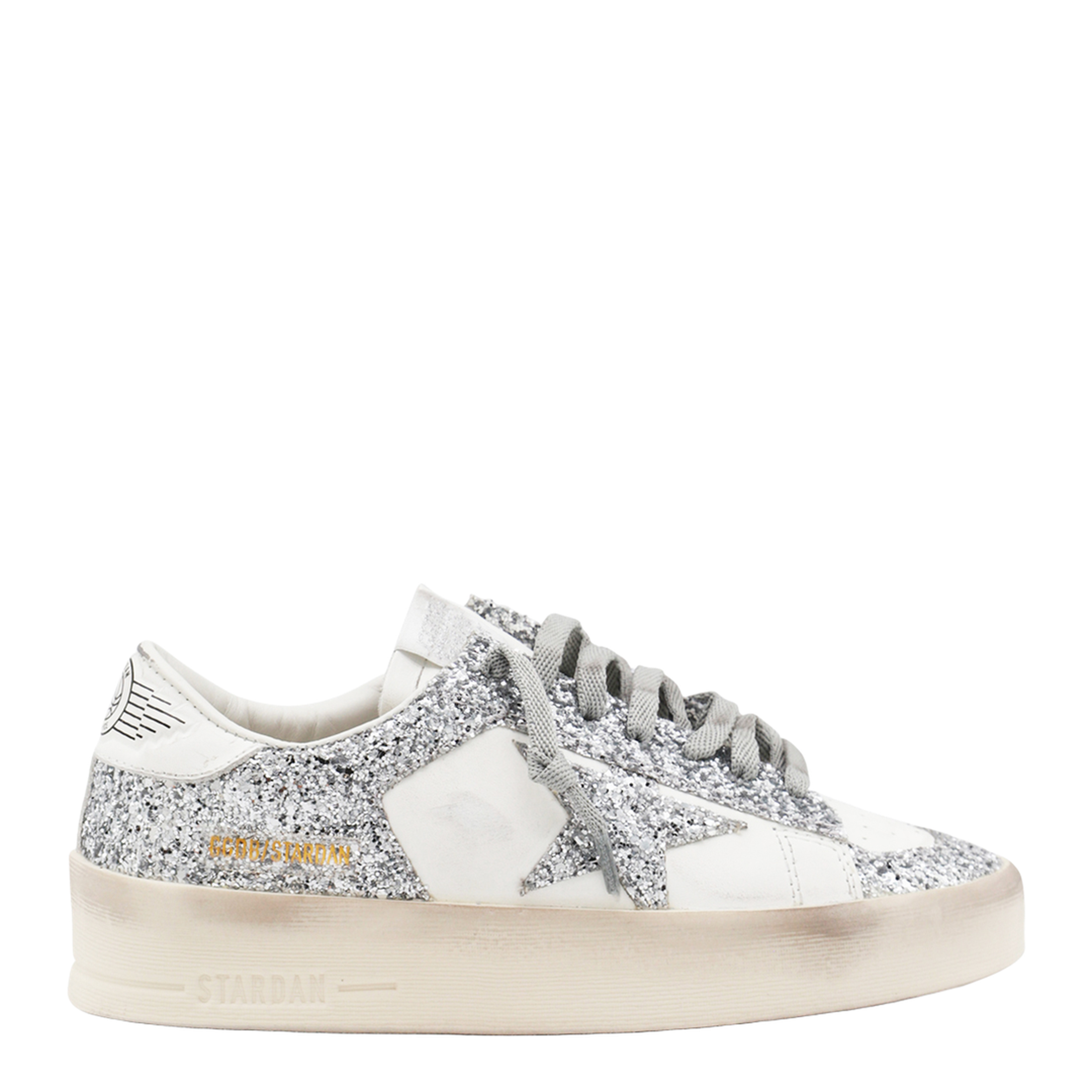Stardan Sneakers in White and Silver Glitter