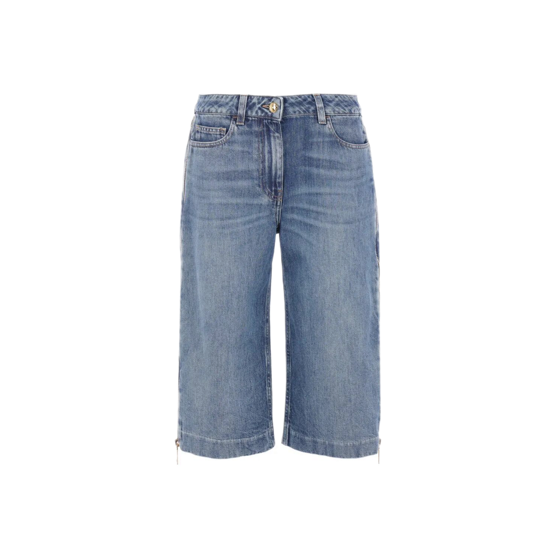 MAYFEYR - Elisabetta Franchi - Bermuda Jeans With Lateral Zip - PJ18I61E2104