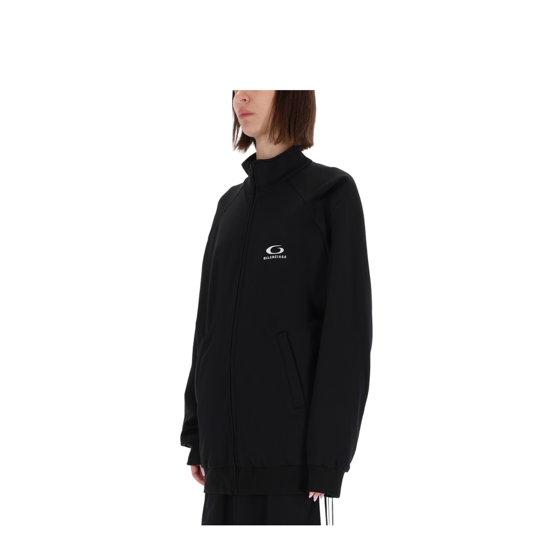 Black Cotton Zip-Up Tracksuit Jacket