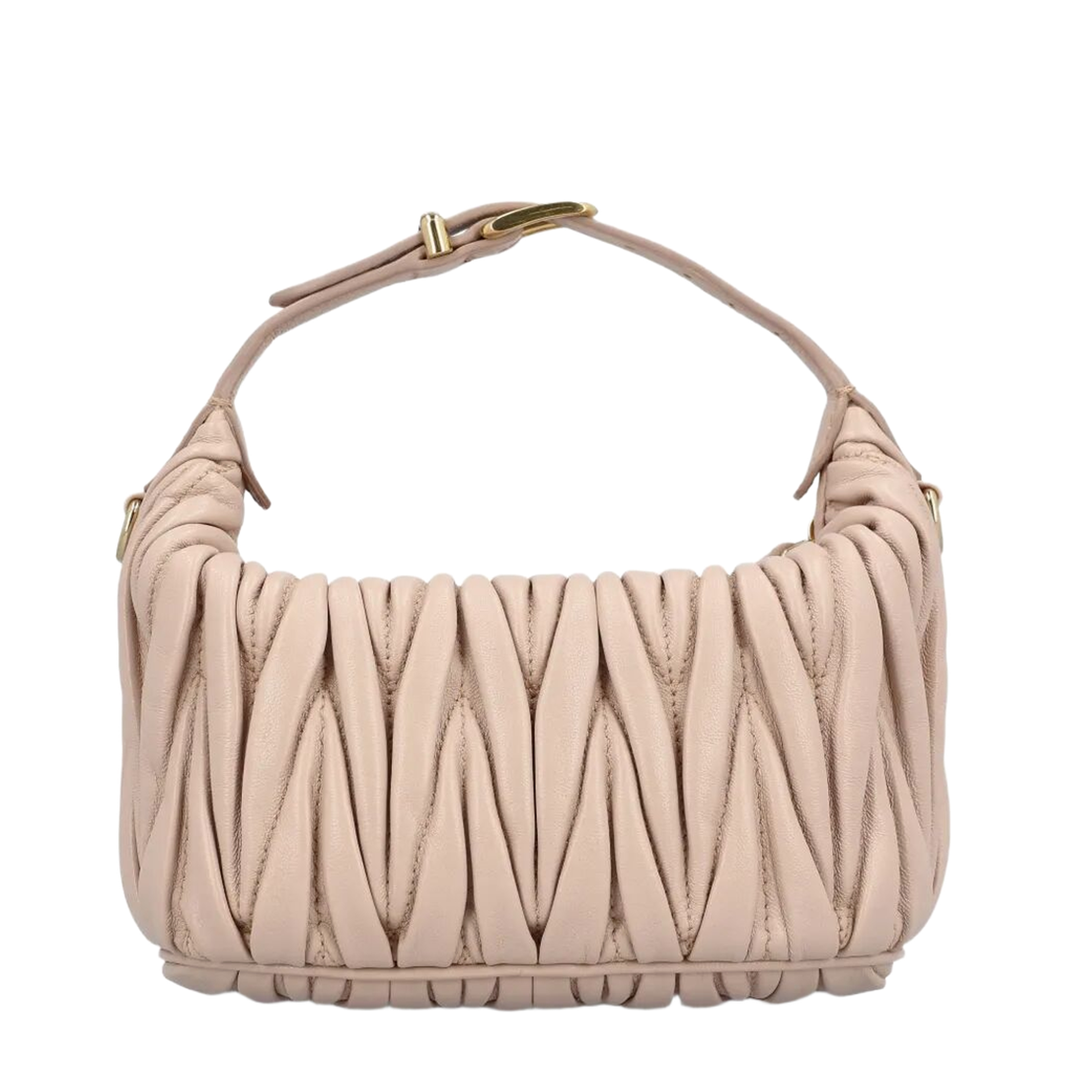 Matelassé Nappa Leather Pouch - Cipria