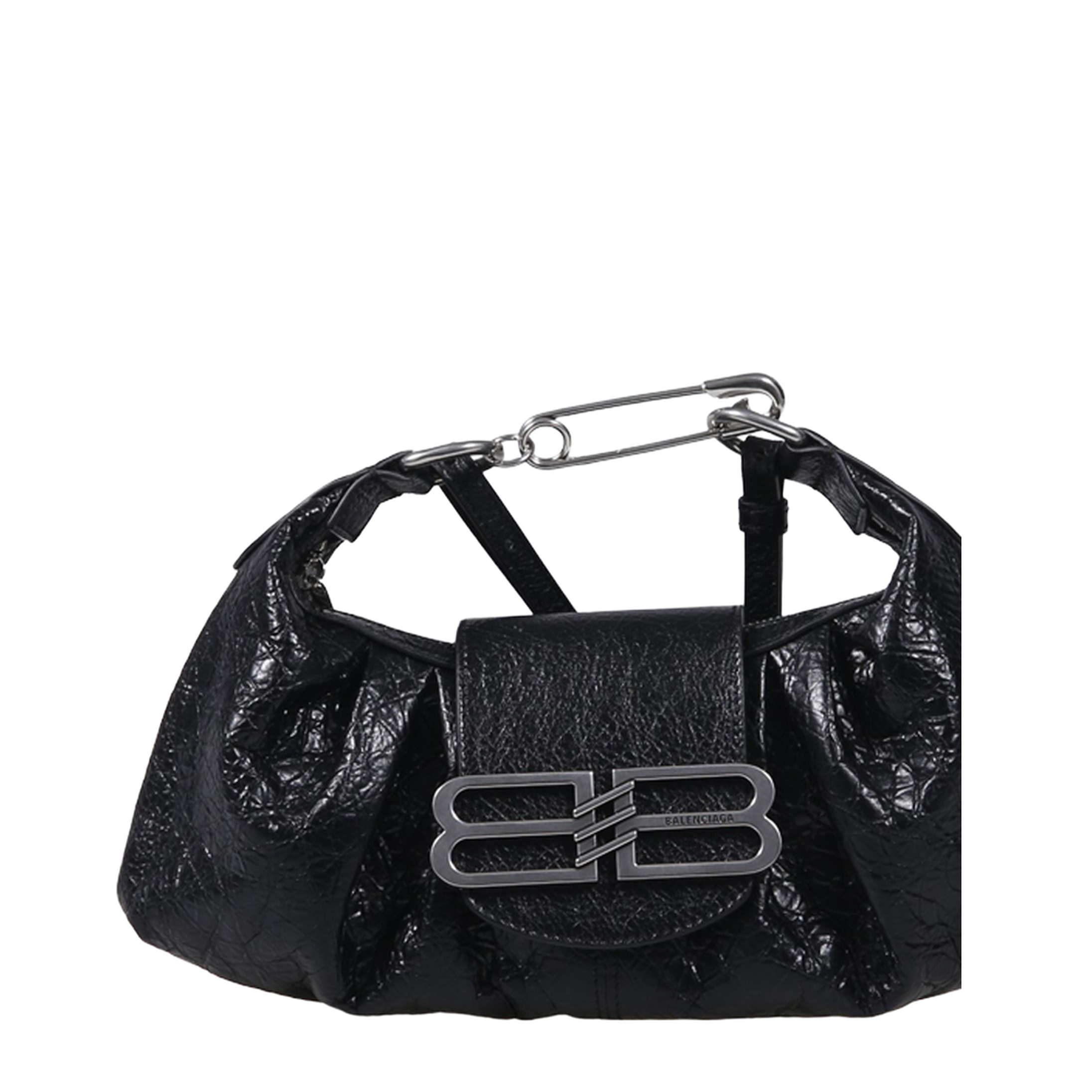 Black Leather Small Pamela Shoulder Bag