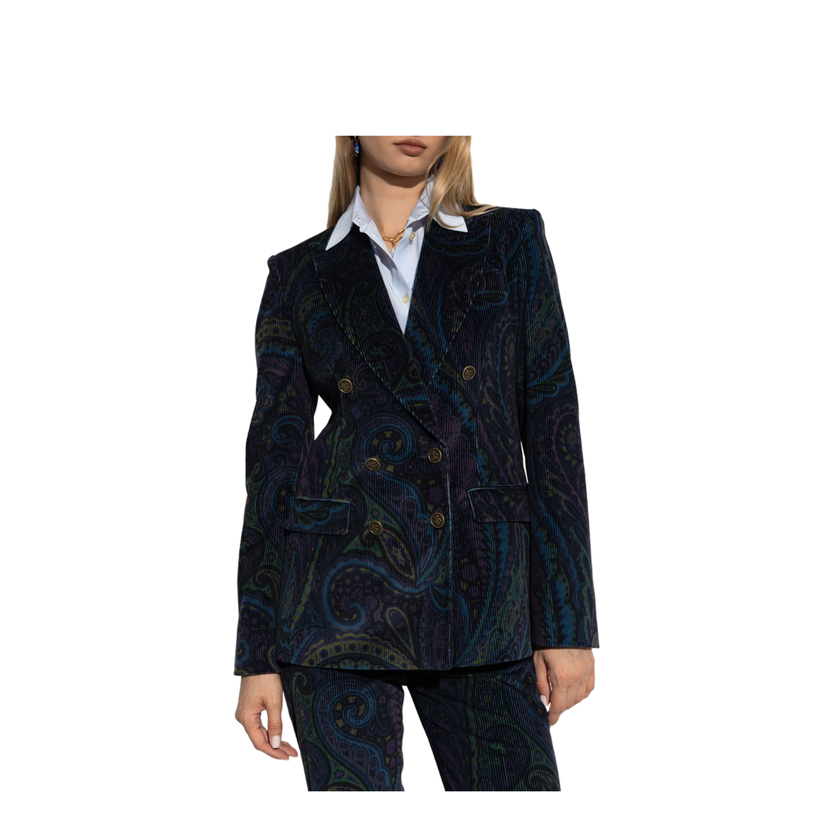Corduroy Blazer with Decorative Pattern