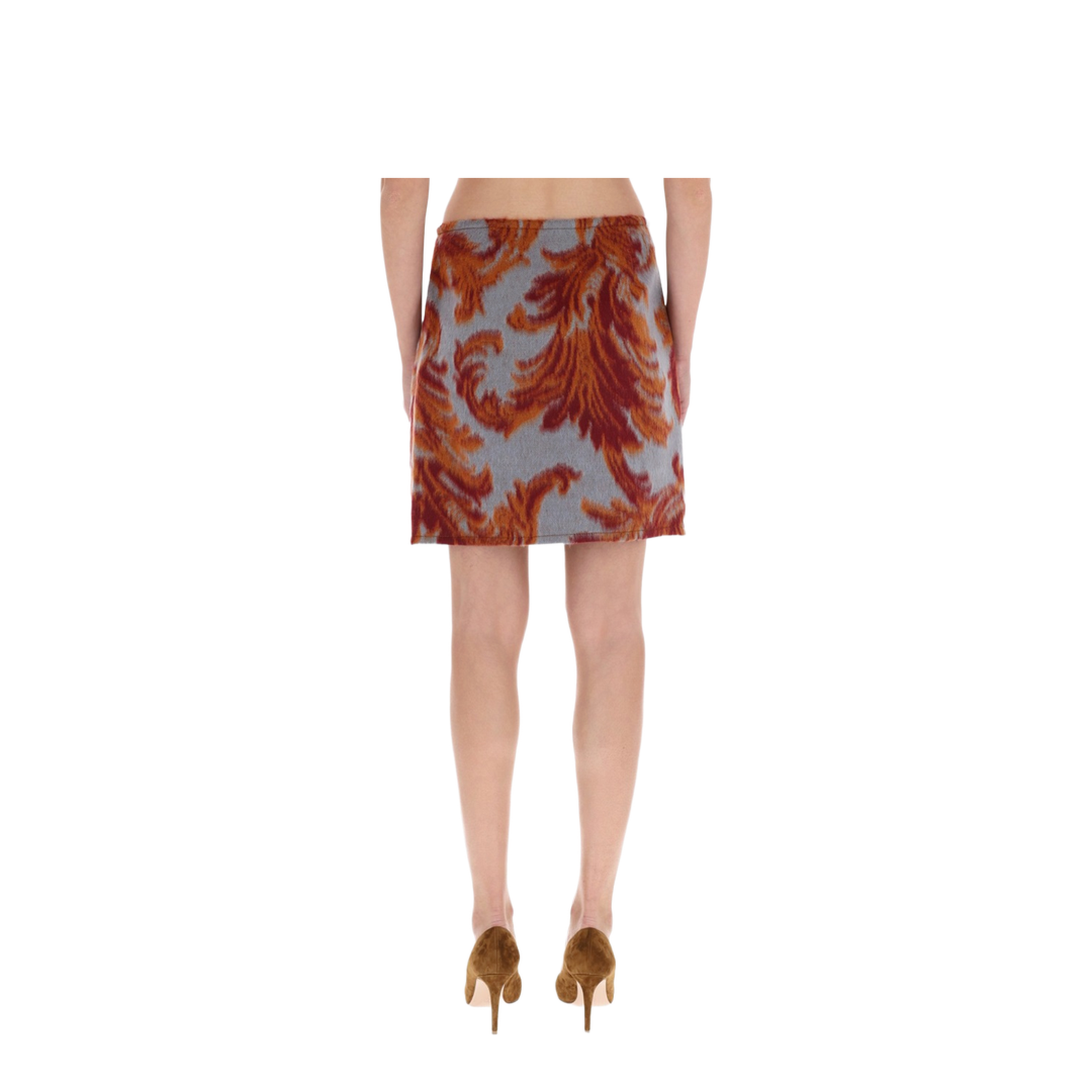 Wool-Blend Mini Skirt with Leafy Motif
