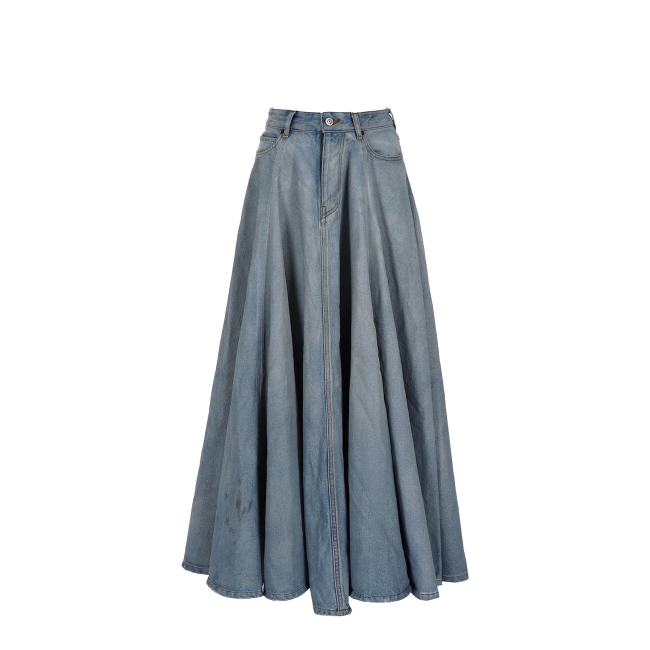Godet Maxi Skirt in Dirty Light Blue