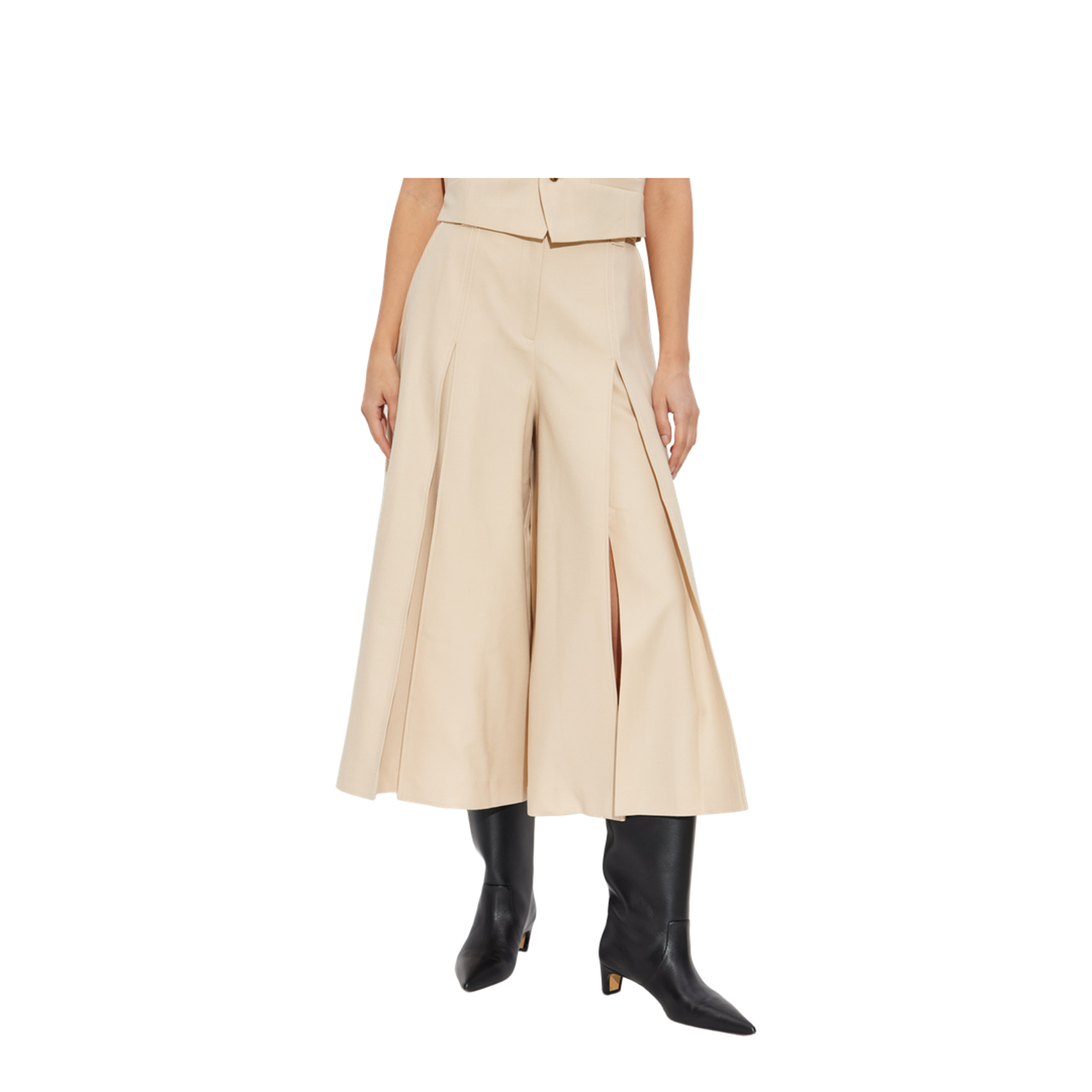Wool Wide-Leg Trousers with Slit