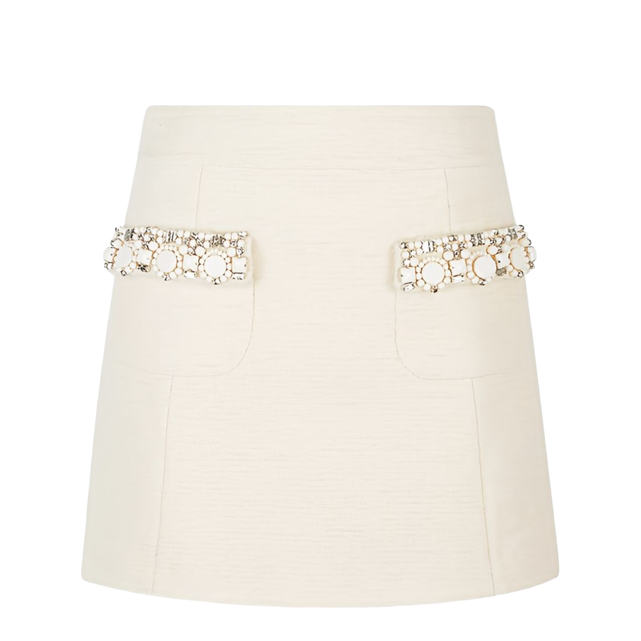 Embroidered Mini Skirt in Bouclette Natté
