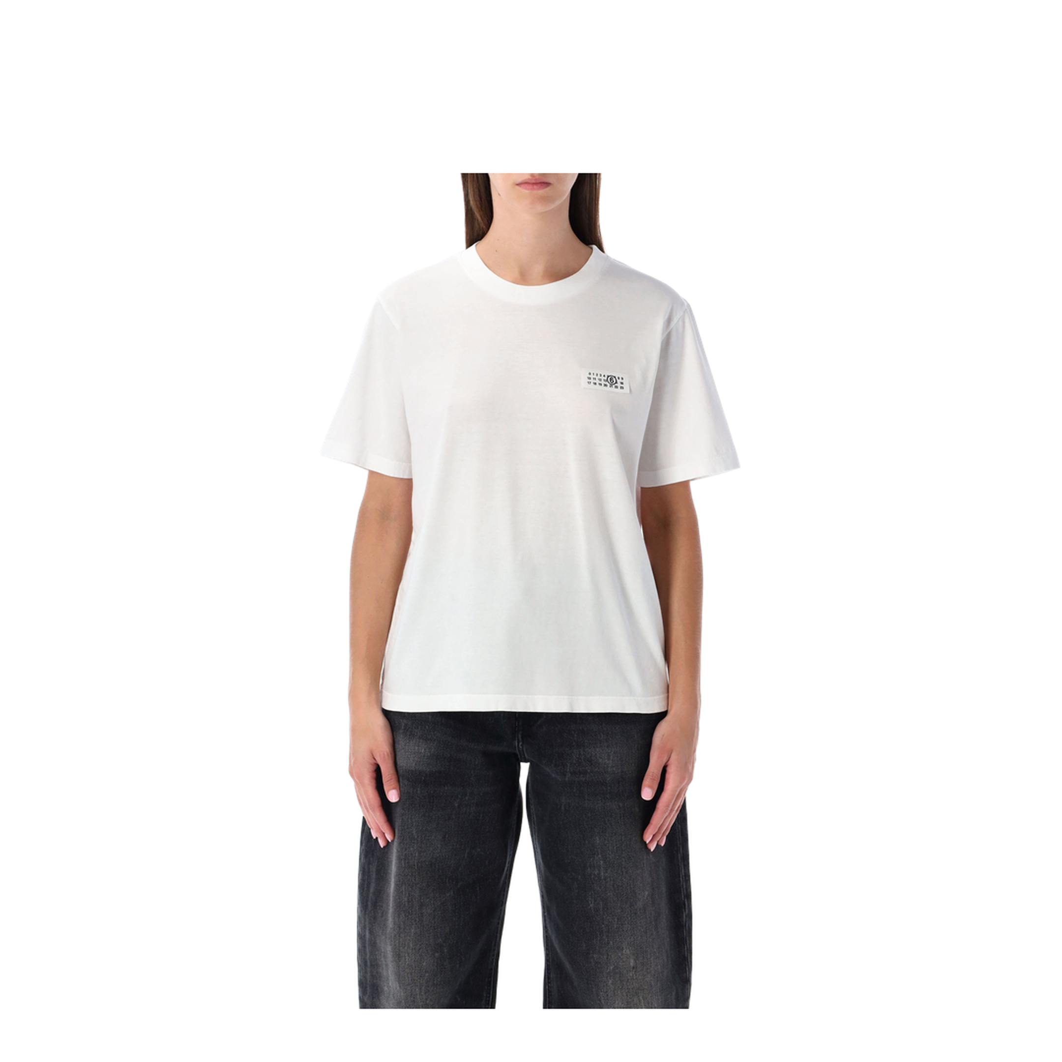 White Cotton Crew Neck Short Sleeves