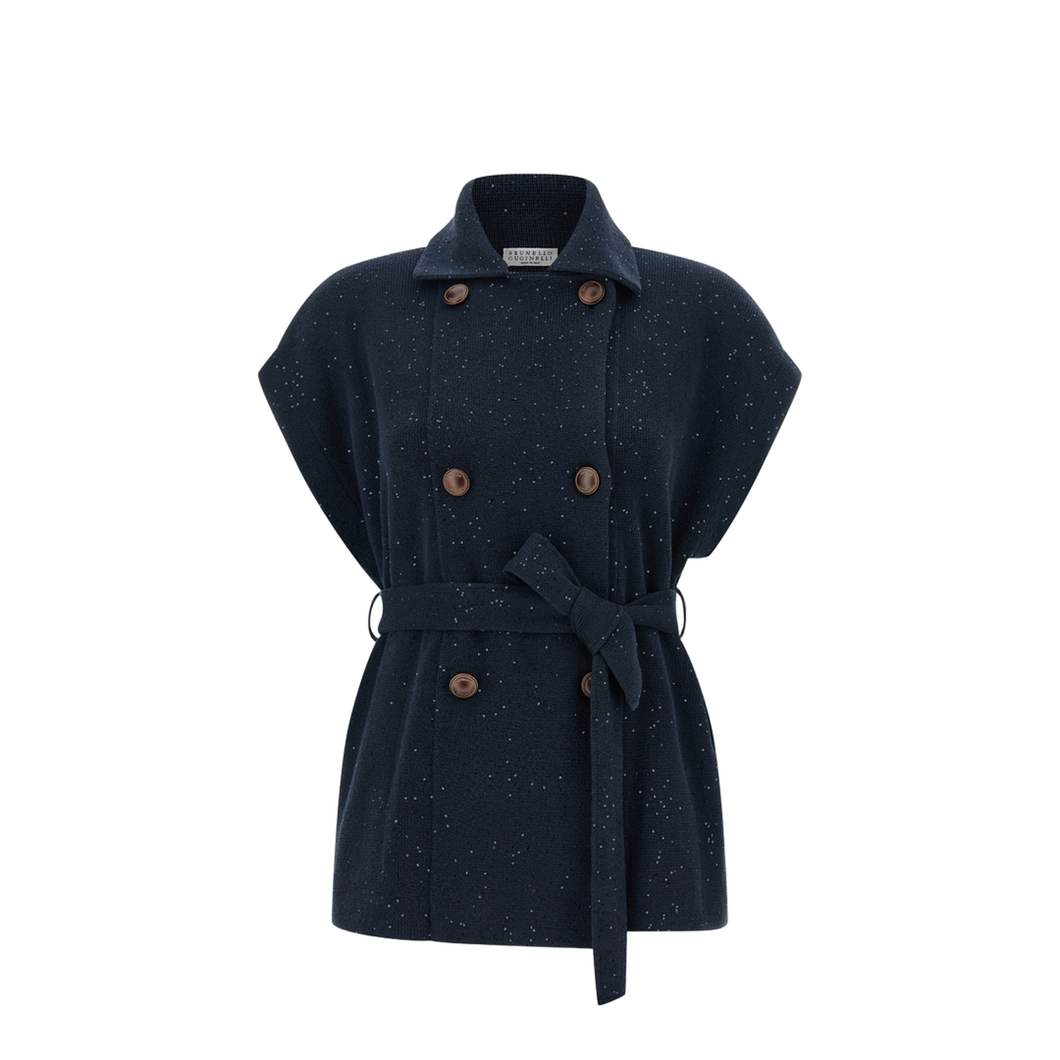 Double-Breasted Tie Knit Vest