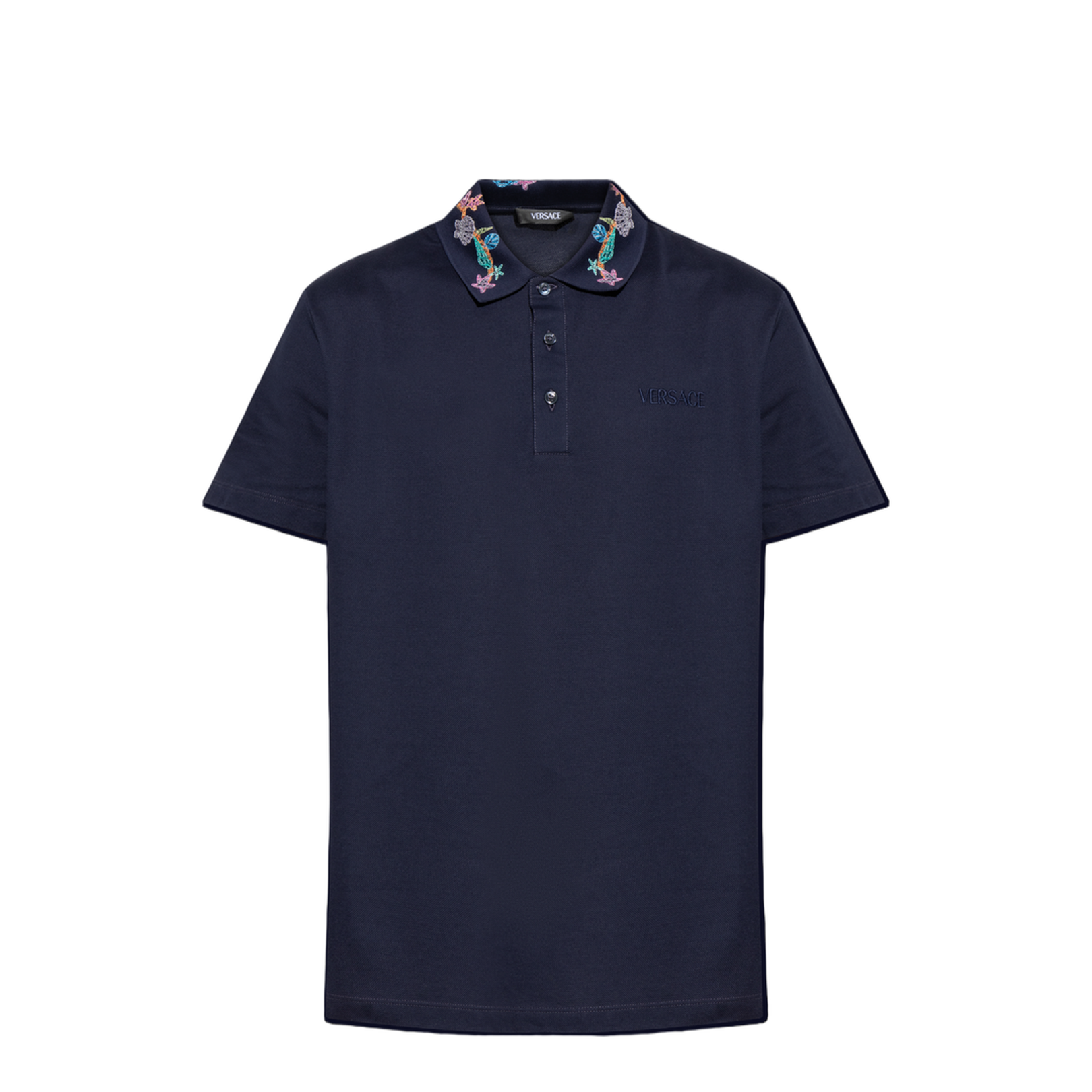 Polo with Colorful Embroidery on the Collar