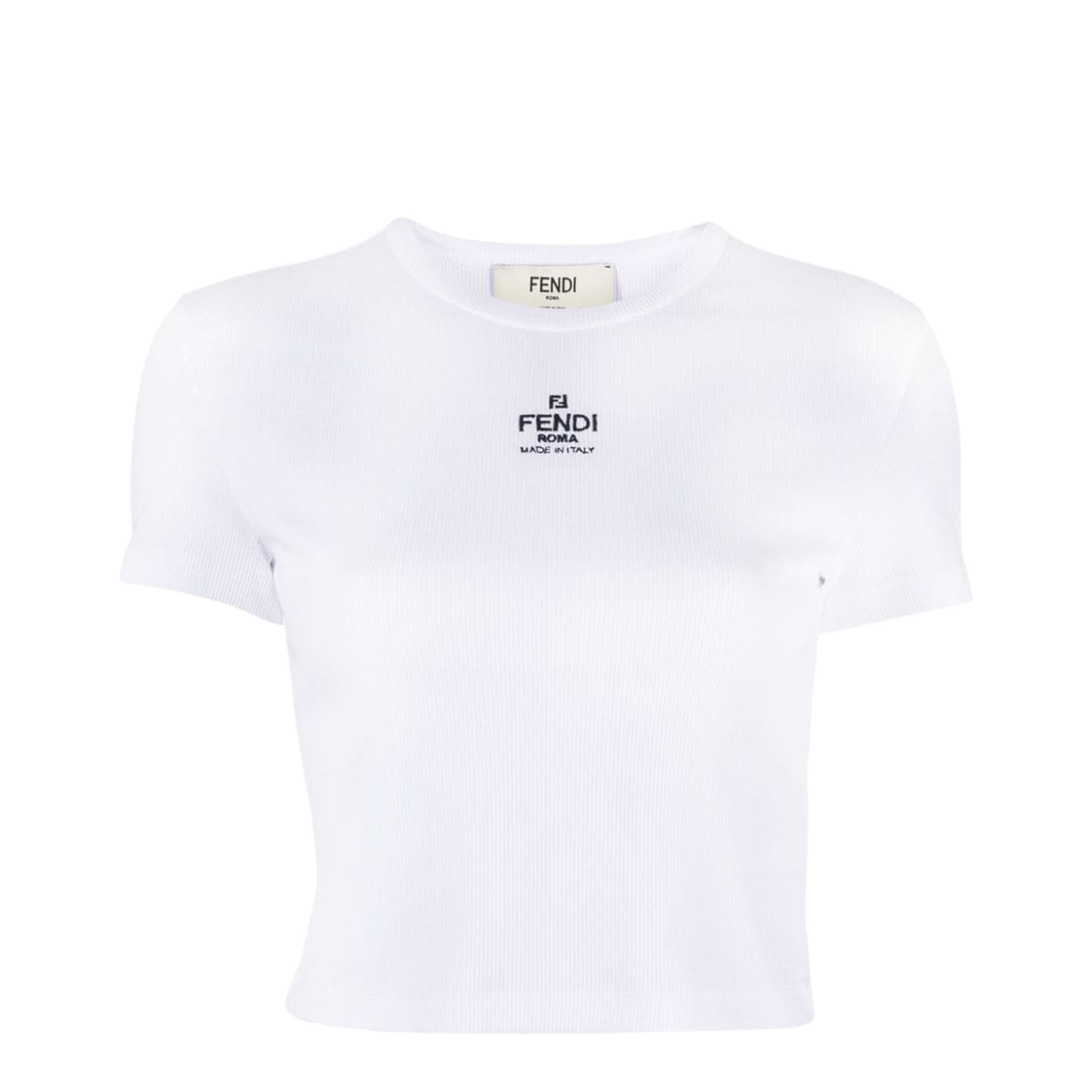 White Cropped T-Shirt with Logo