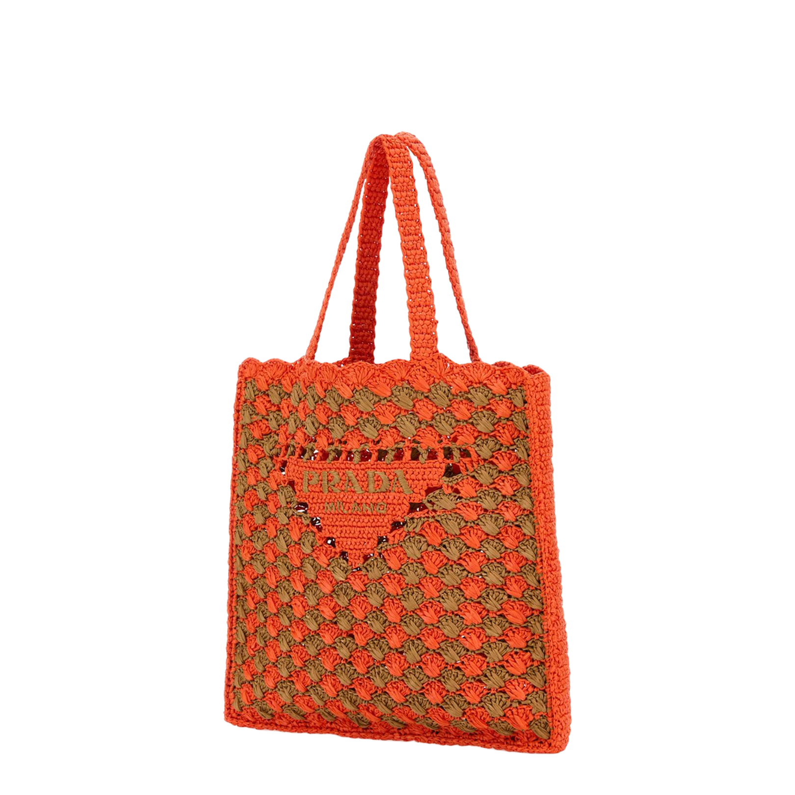 Two-tone Raffia Shopping Bag