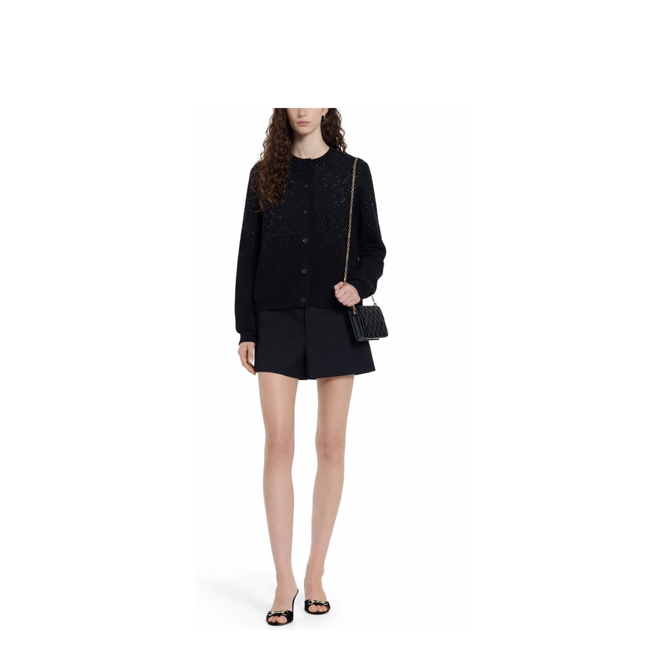 Fine Wool Cardigan with Crystals