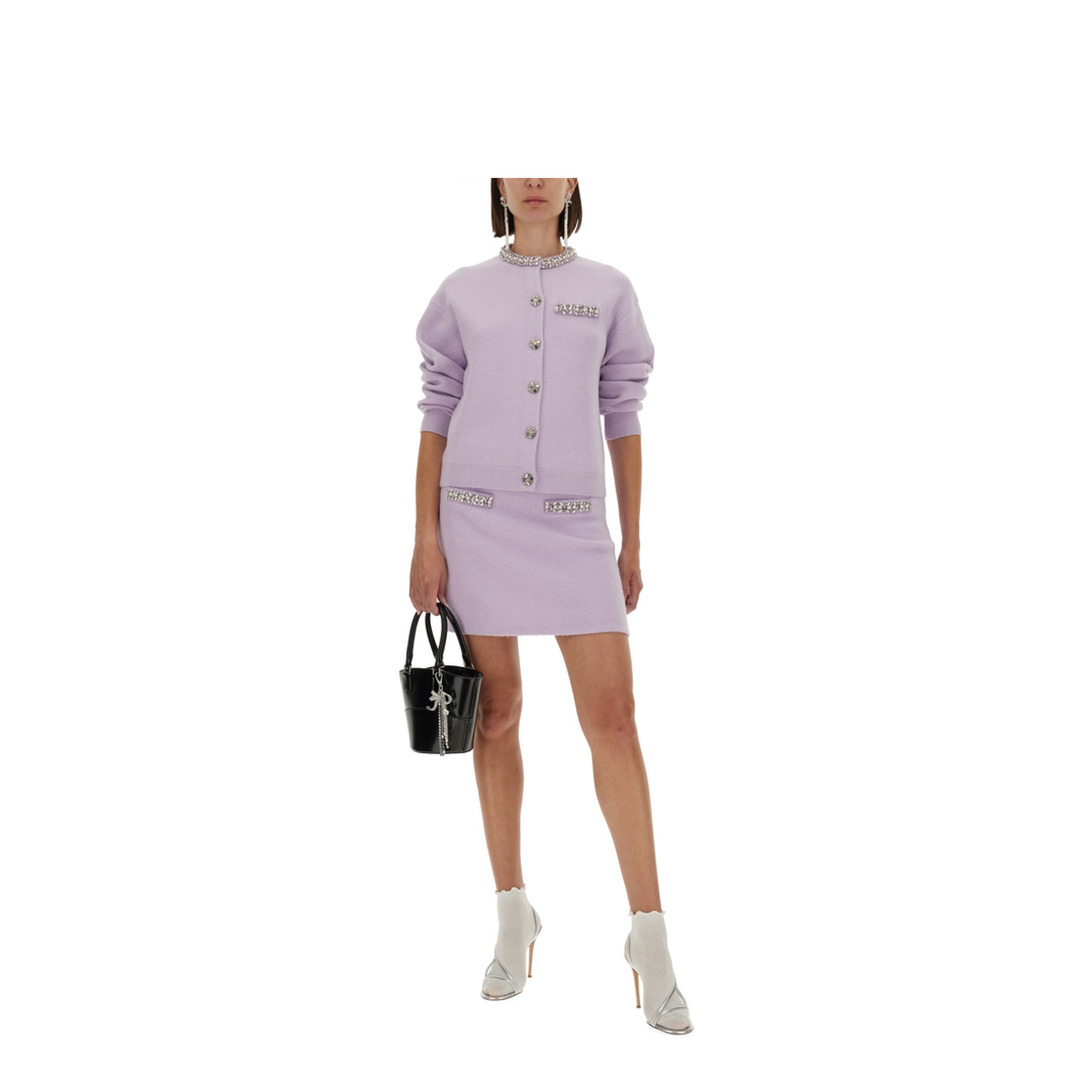 MAYFEYR - Self Portrait - Knitted Cardigan With Crystals - PF25085CLLILAC