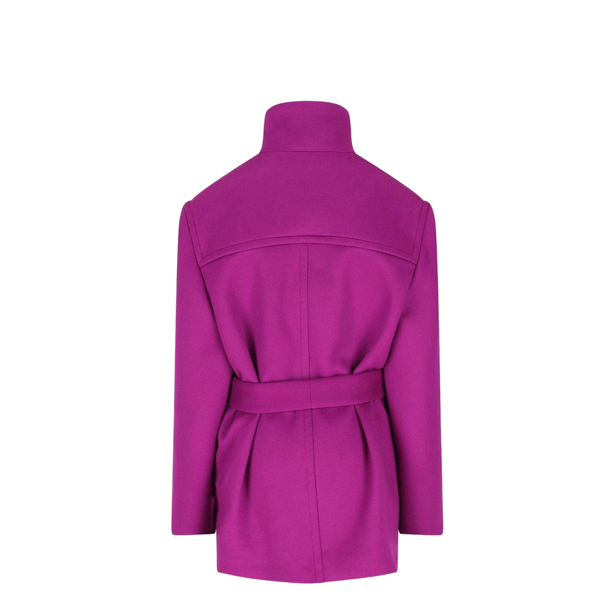 Boxy Belted Coat in Wool in Purple