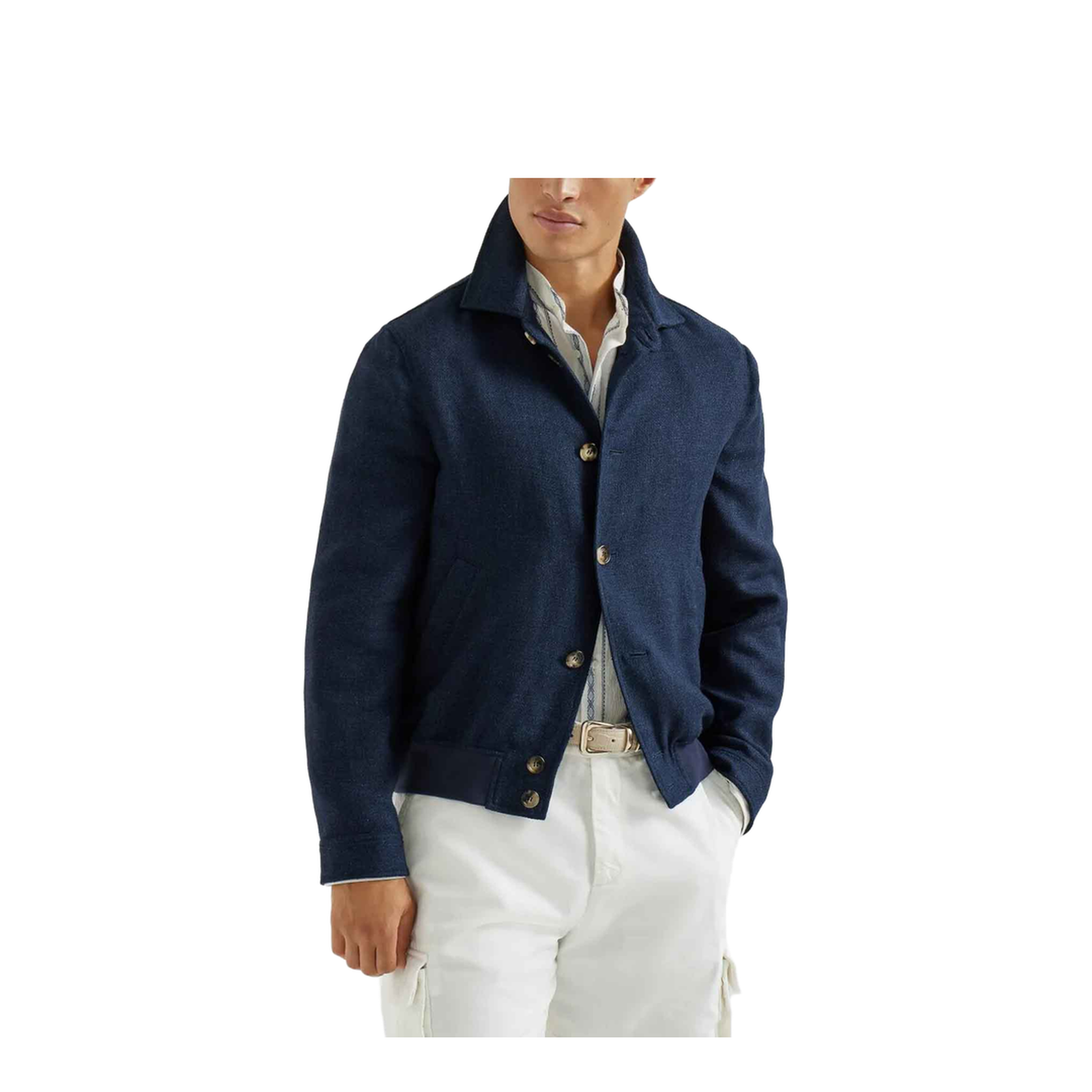 Button Shirt Jacket Navy Blue