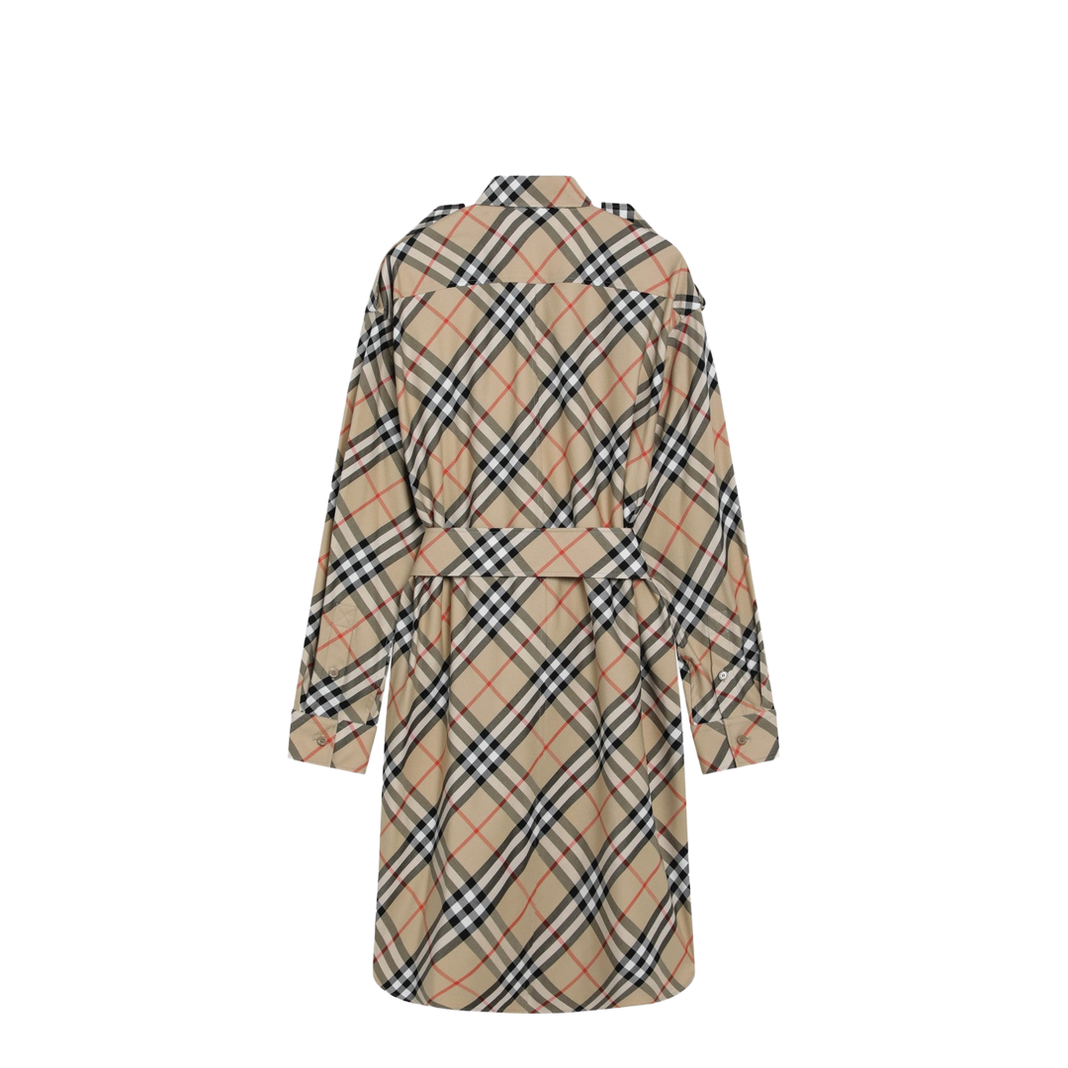 Beige Check Shirt Dress