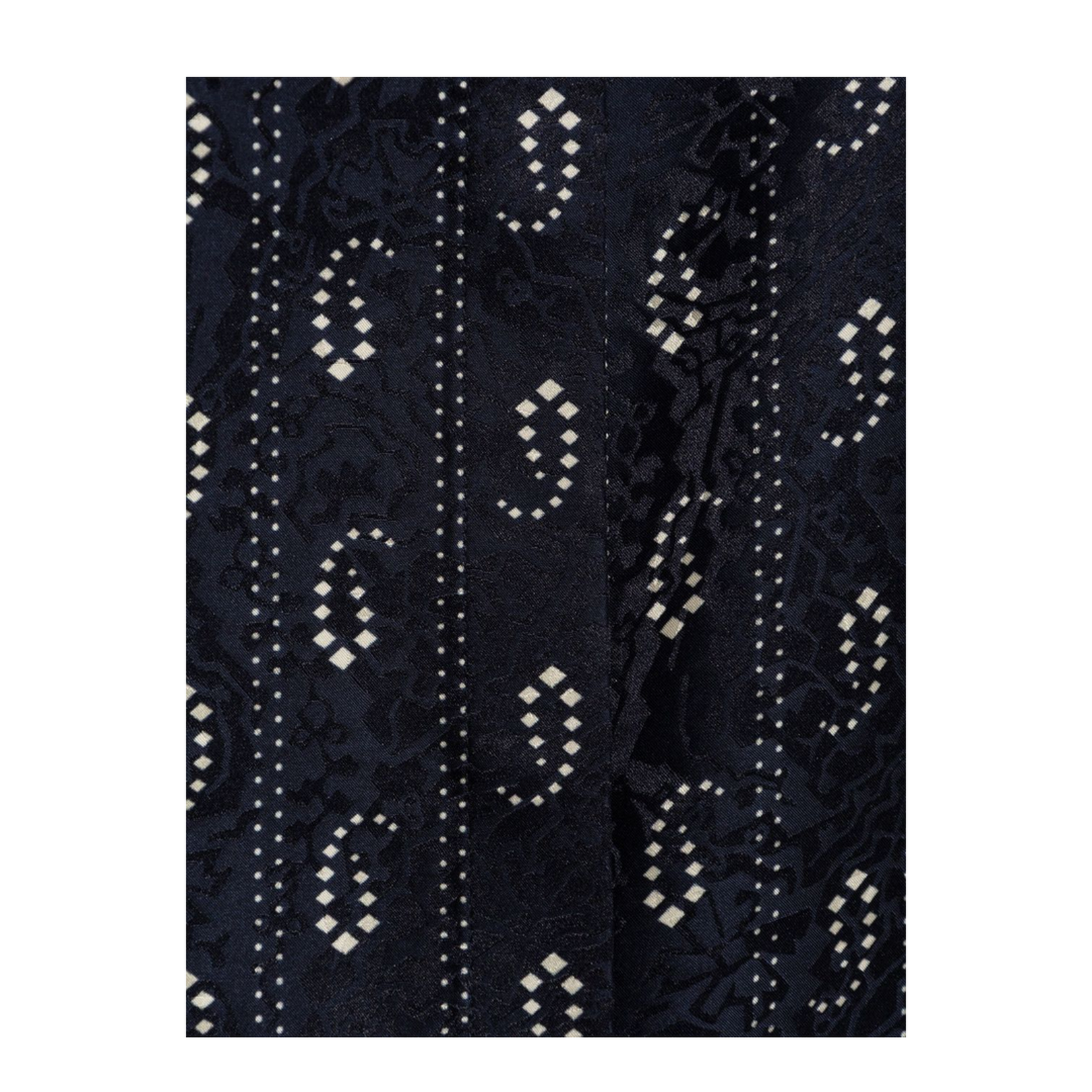 Navy Blue Paisley Print Button Fastening Mandarin Collar Long Sleeves