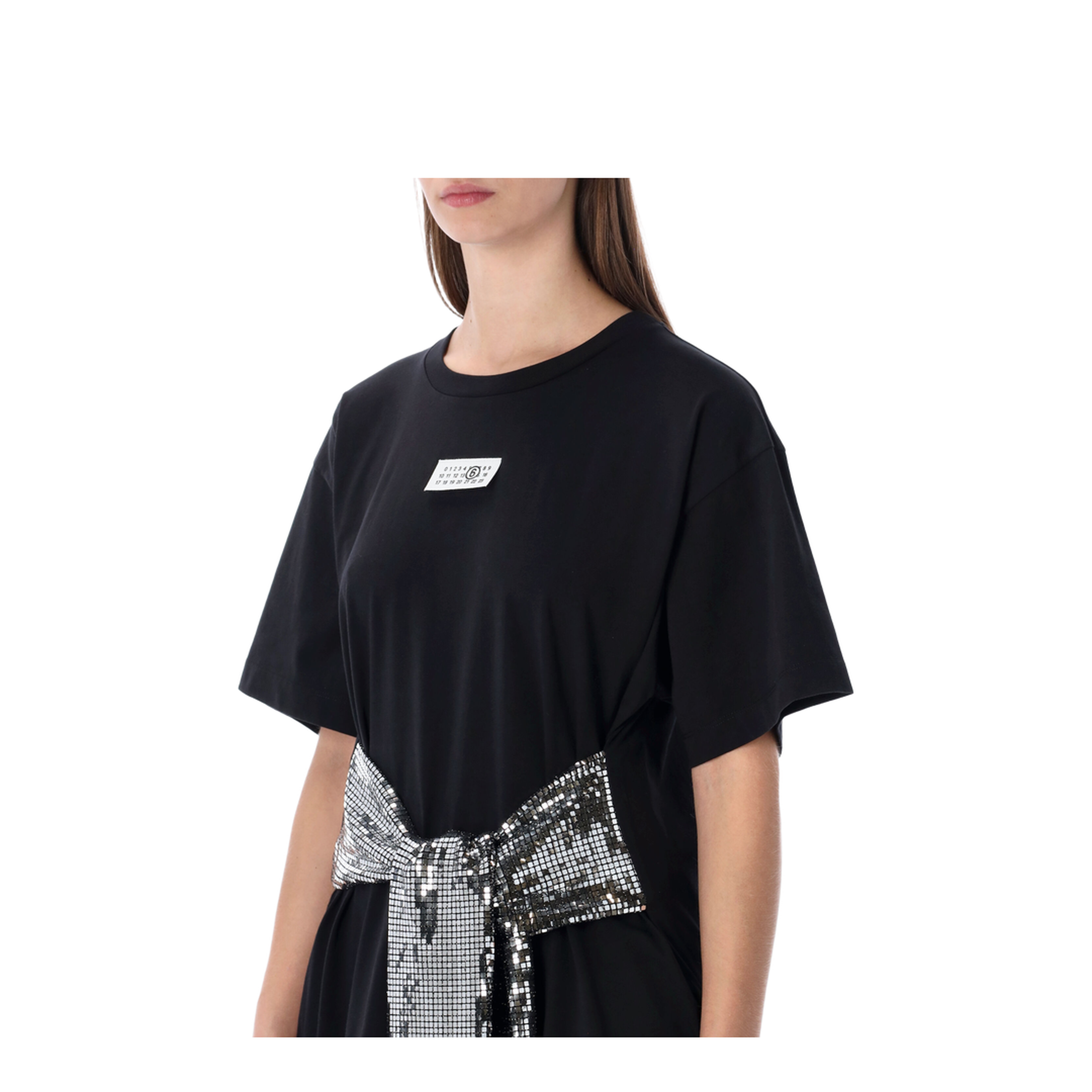 Black Cotton T-Shirt with Gloves