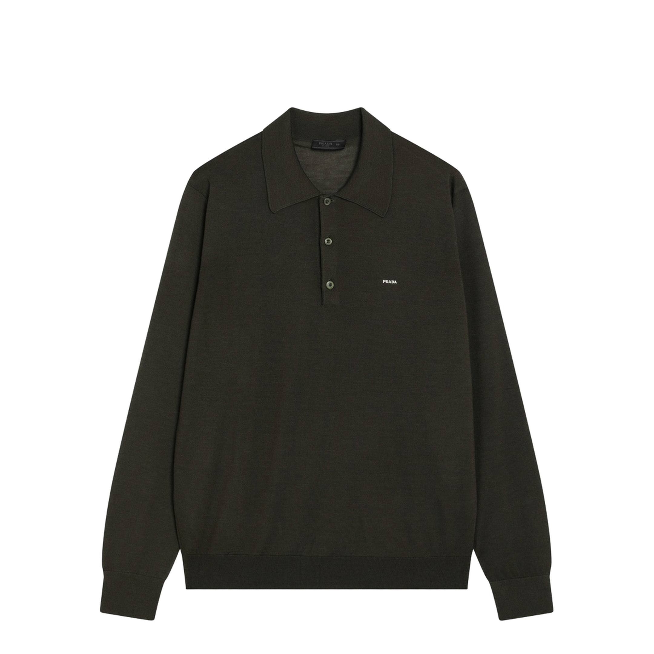 Military Green Combed Wool Polo Shirt