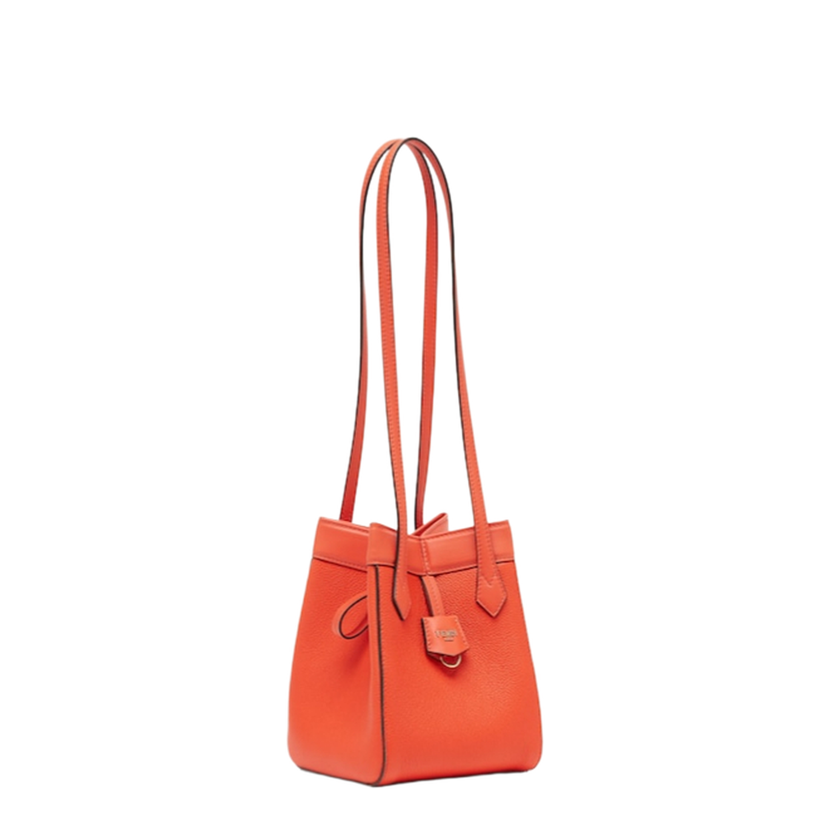 Origami Mini Leather Bucket Bags - Orange
