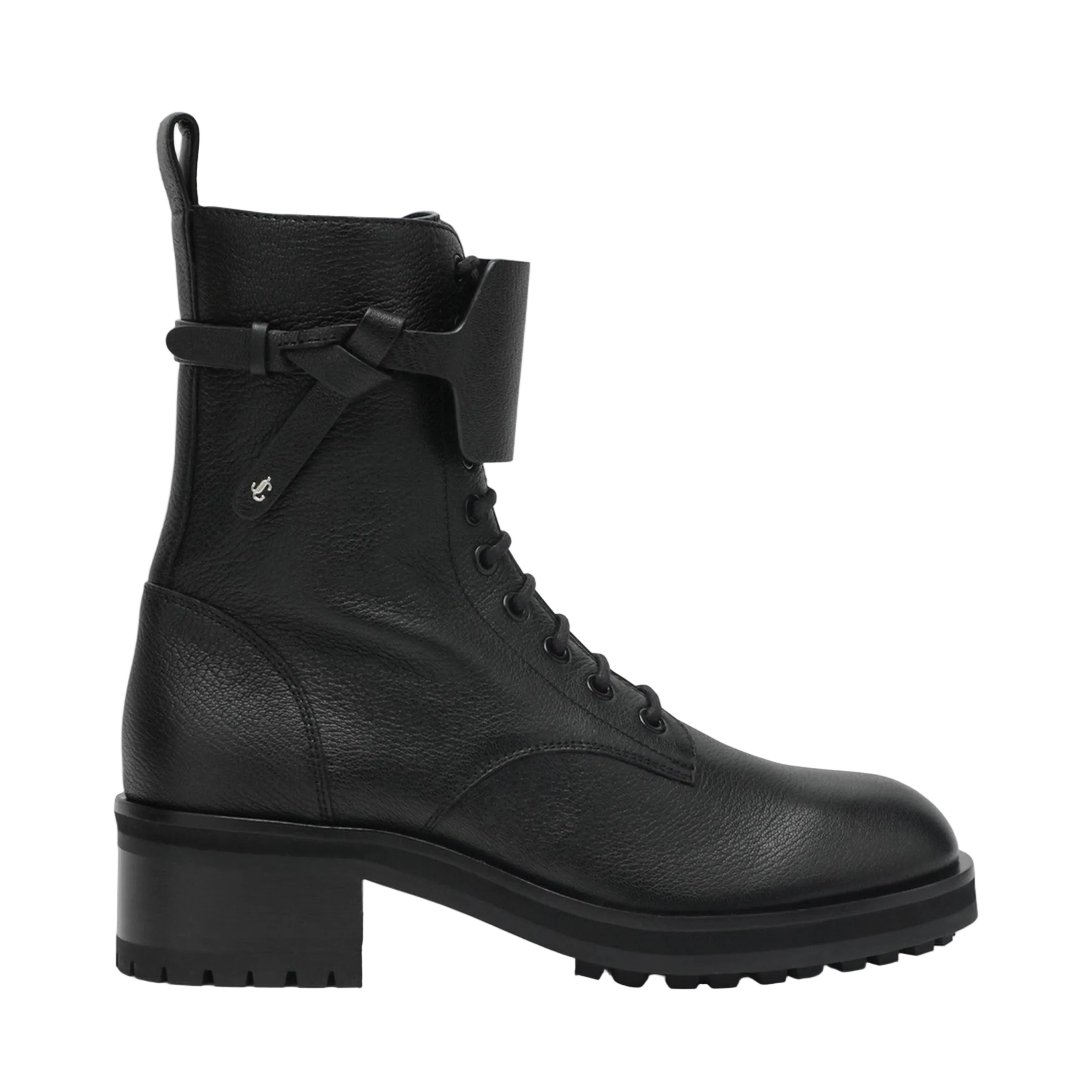 Rosabel Flat Black Leather Ankle Boots