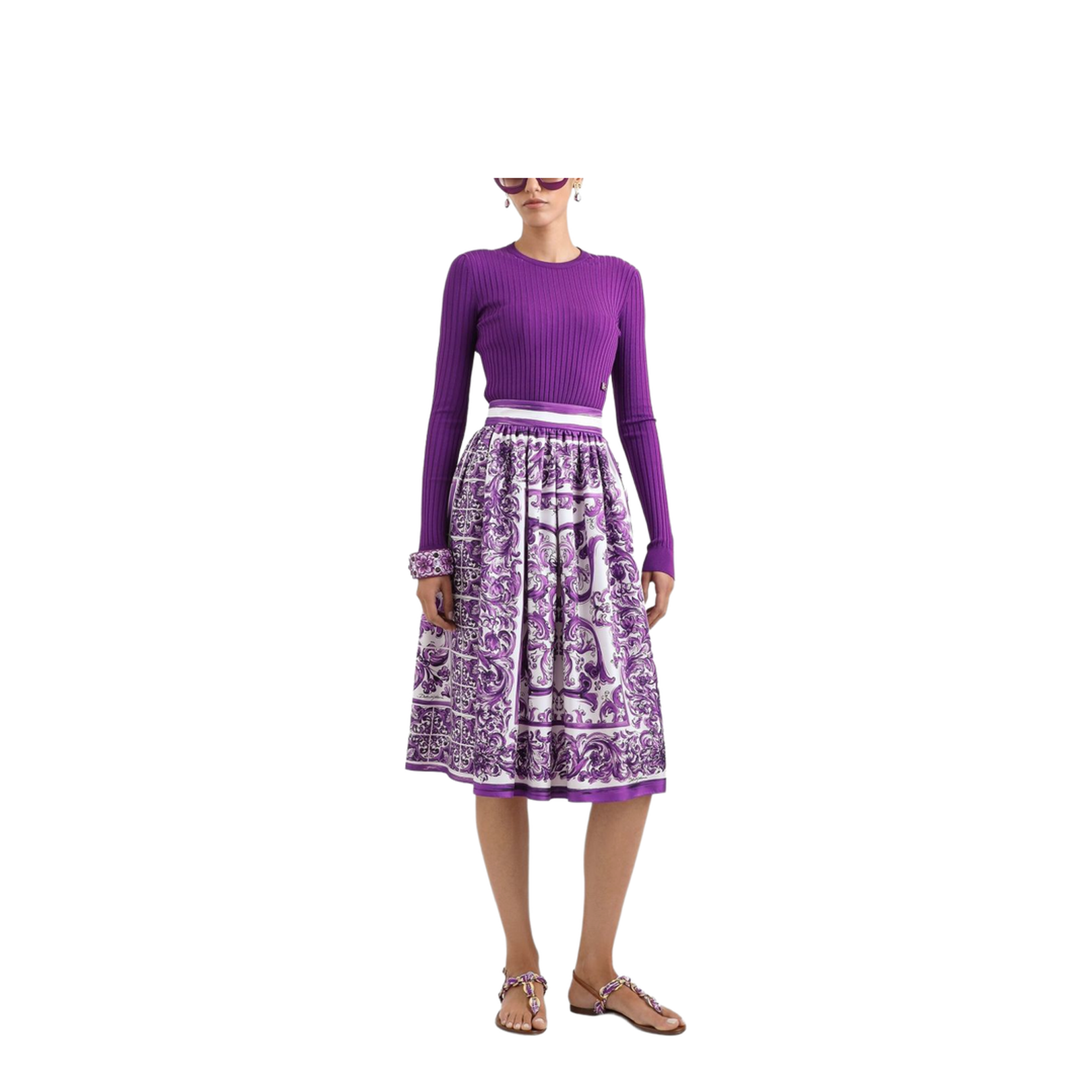 Maiolica Print Silk Skirt