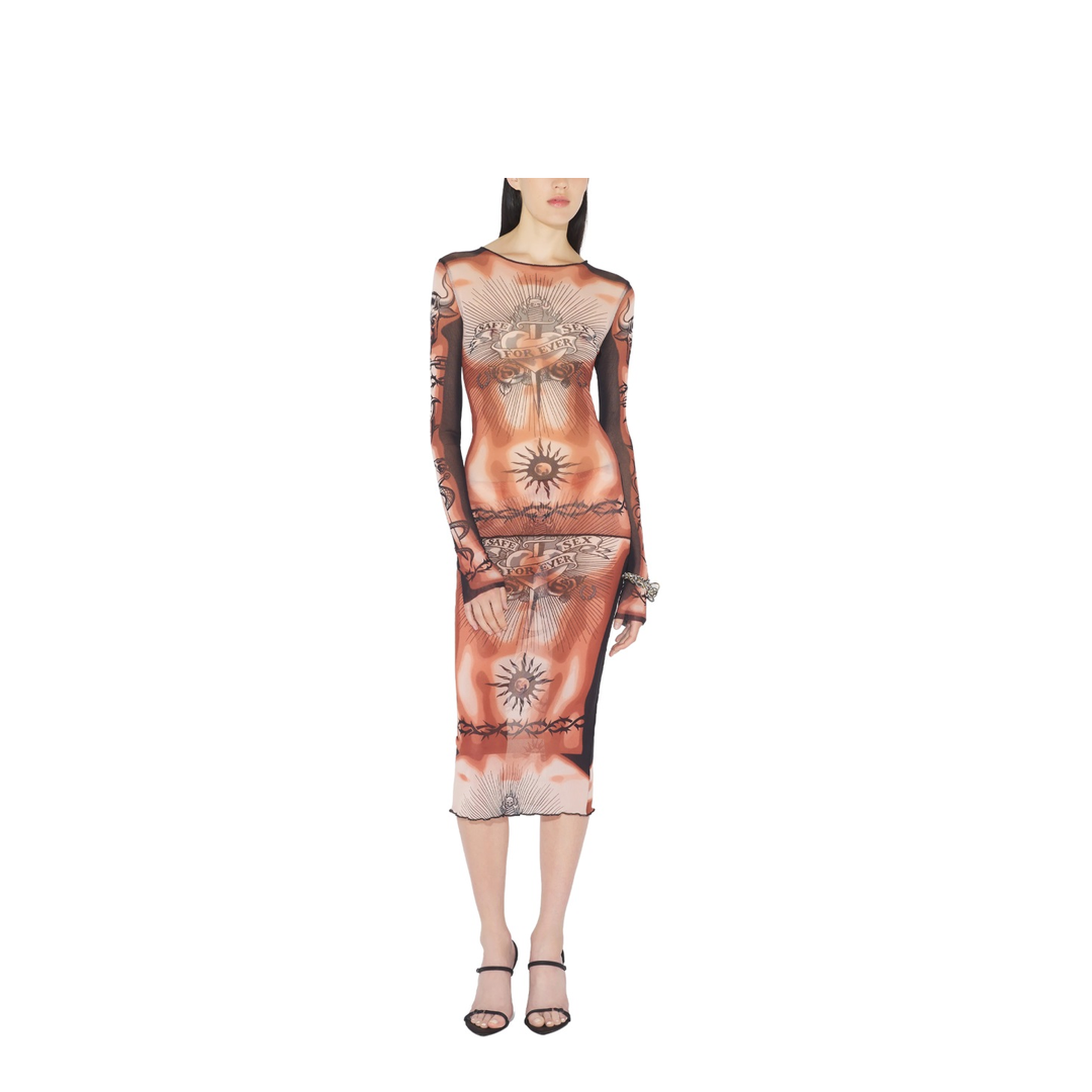 MIDI SKIRT WITH SAFE SEX TATTOO PRINT