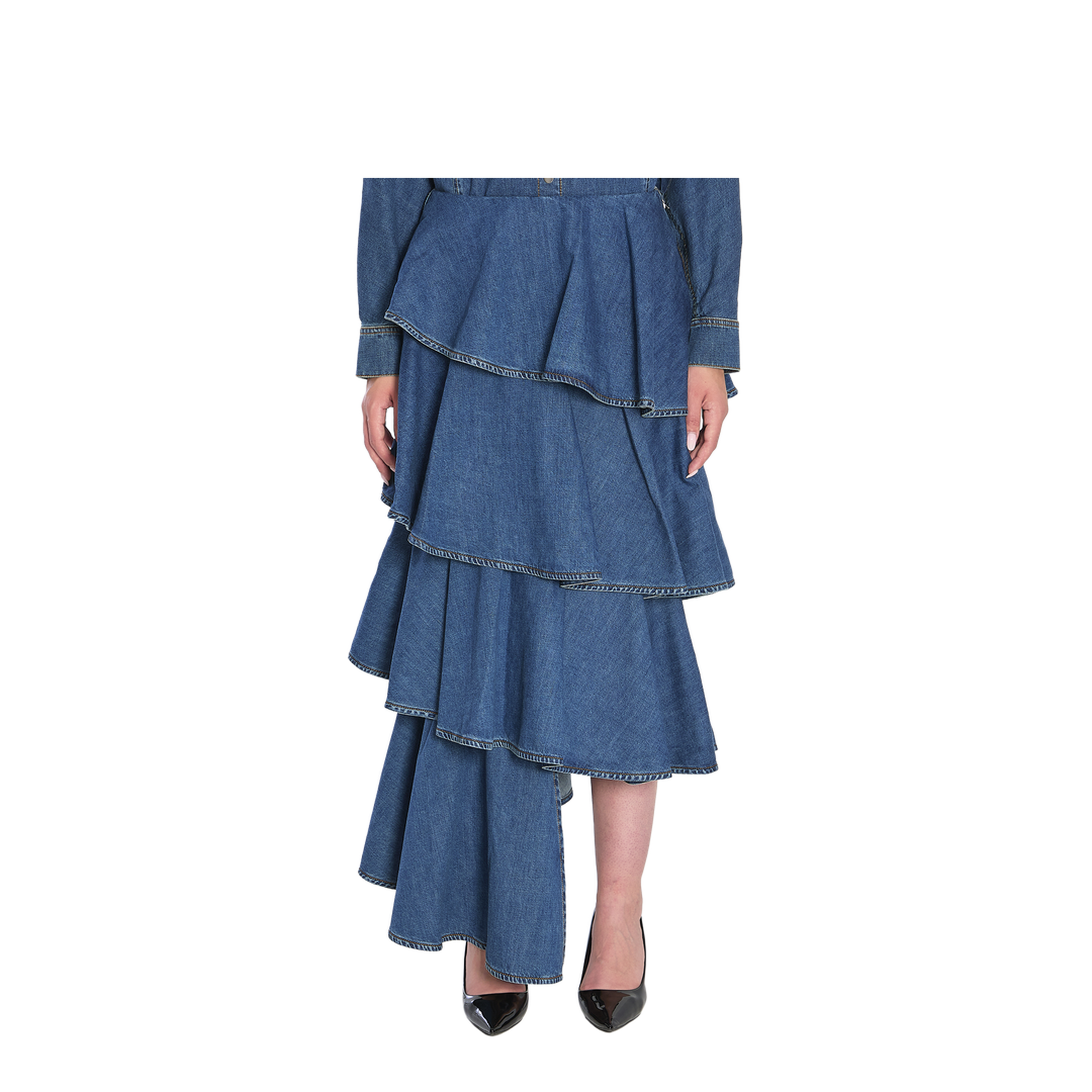 Spiral Maxi Skirt in Denim