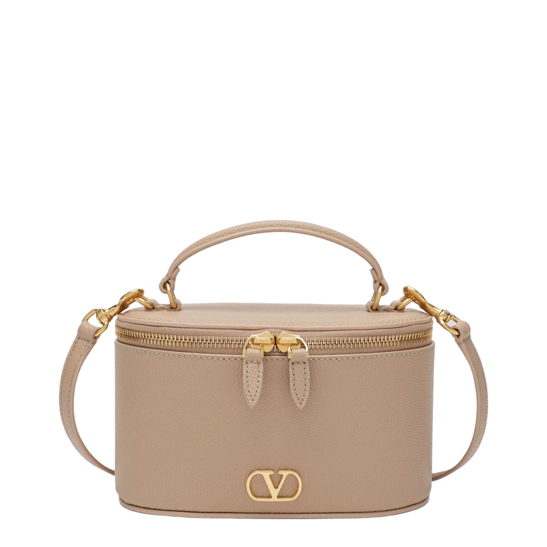 Vlogo Signature Mini Vanity Bag in Sand Pink Grained Calfskin