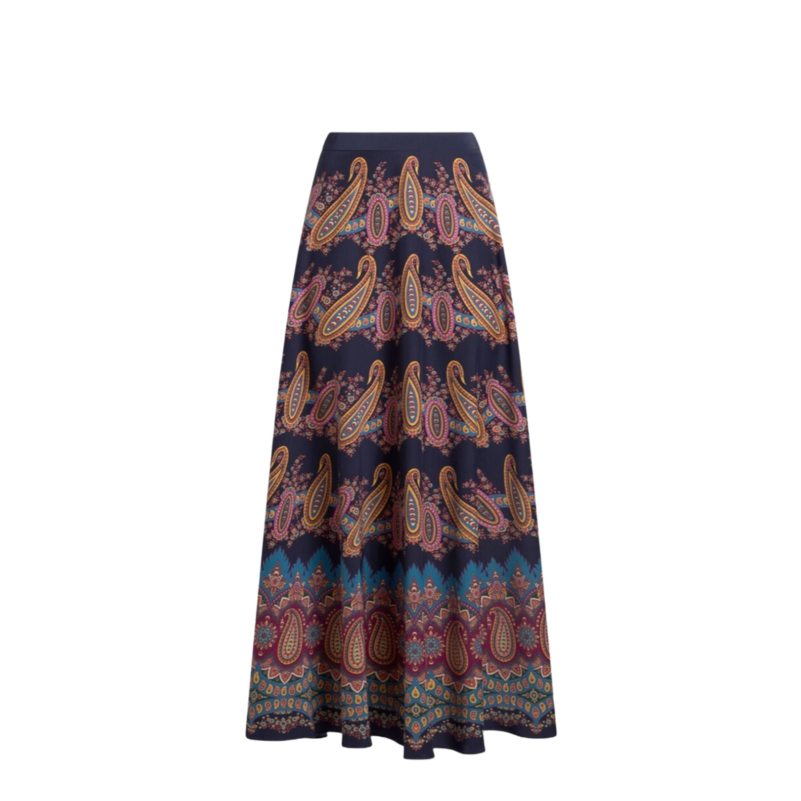 Silk Skirt with Placed Print