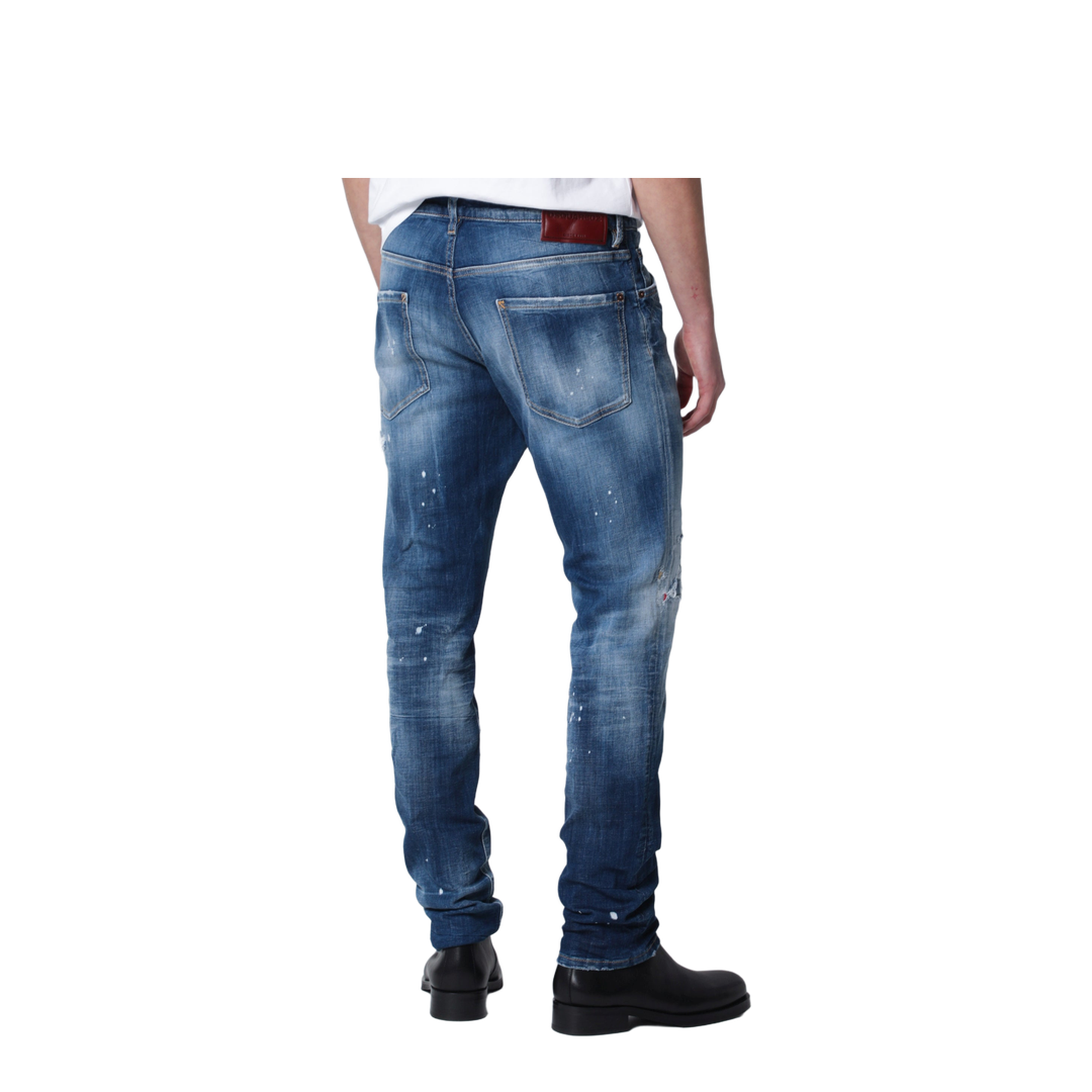 Slim Washed Blue Jeans with Rips