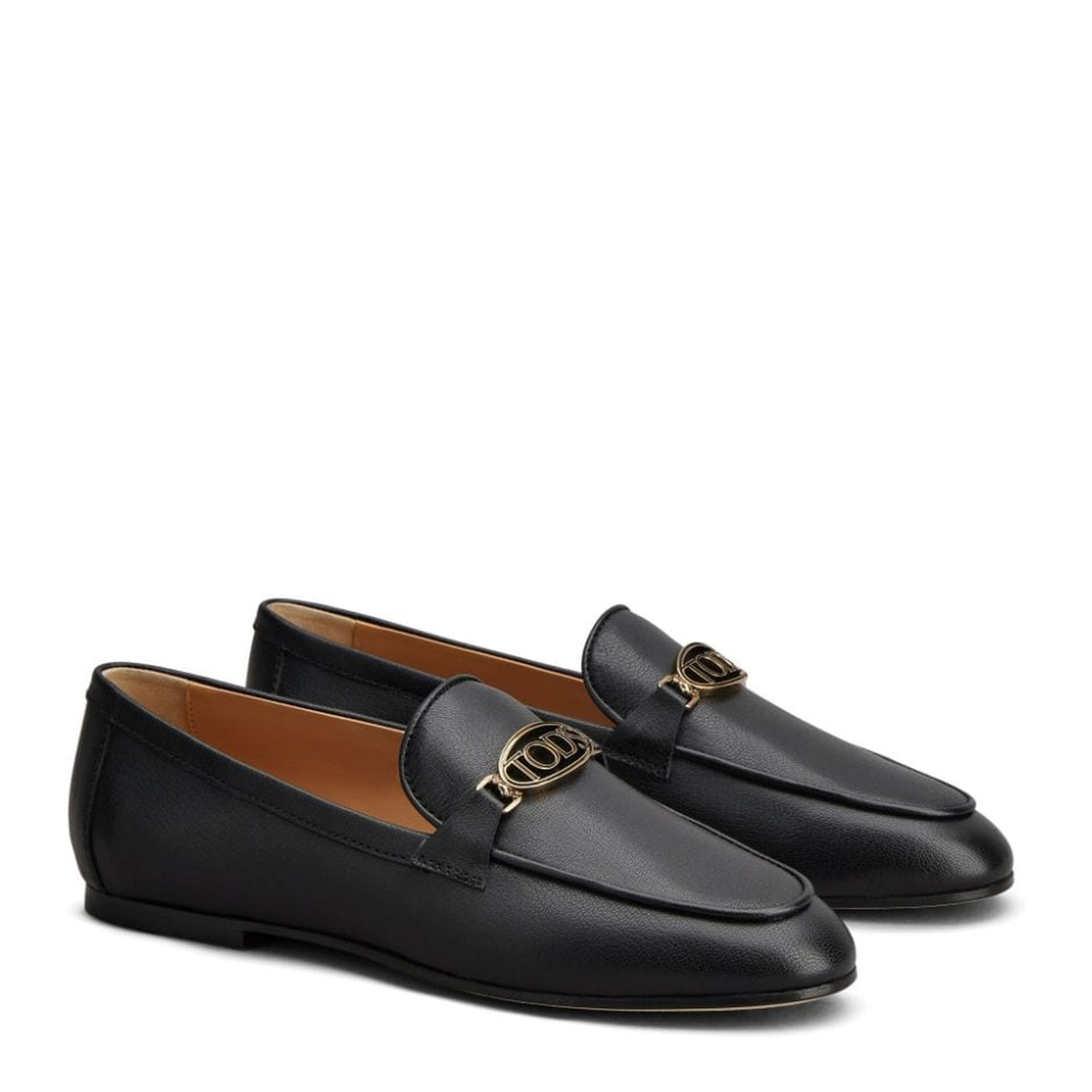 Black Leather Flat Shoes