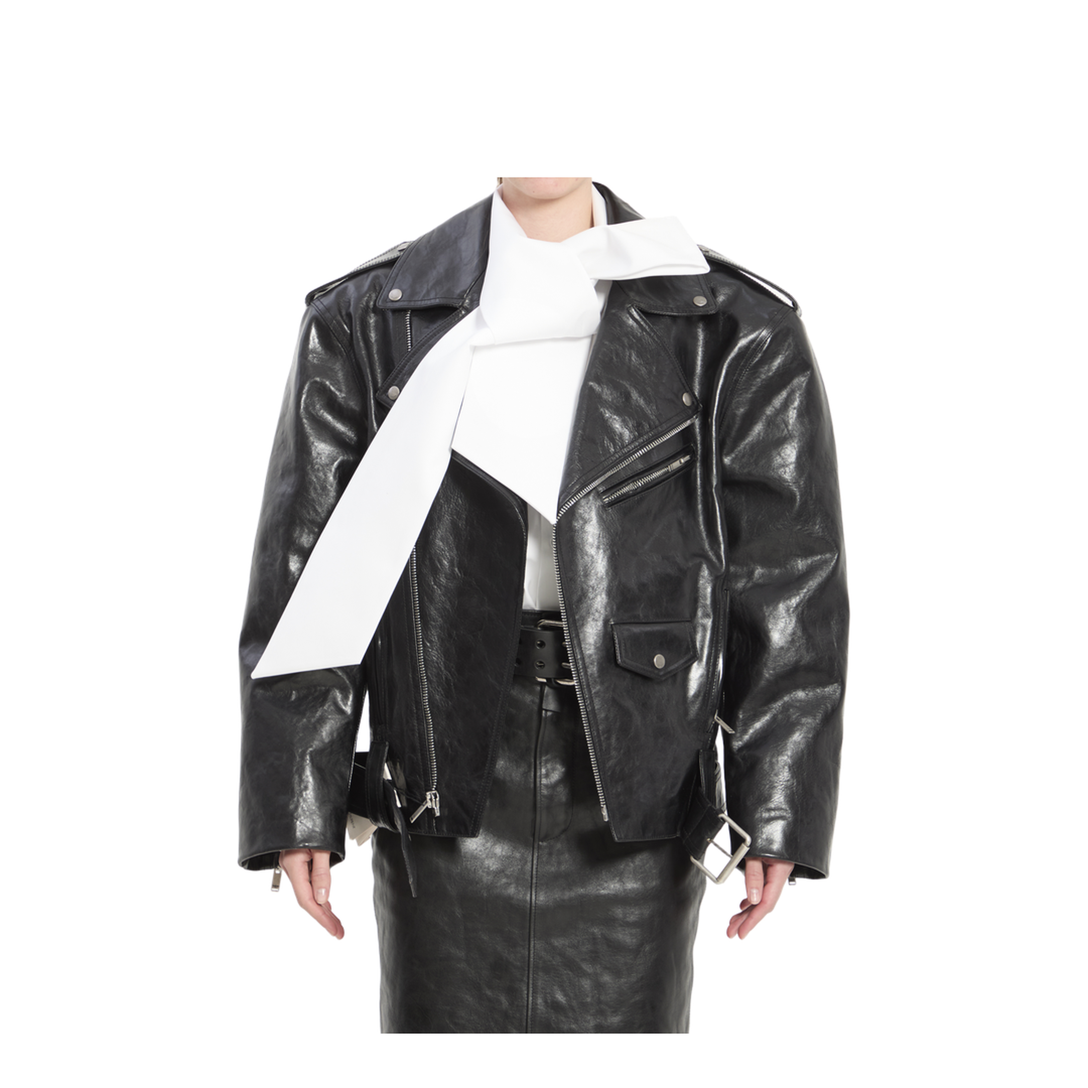 MAYFEYR - Saint Laurent - Hammered Leather Biker Jacket - 866816YCUX21703