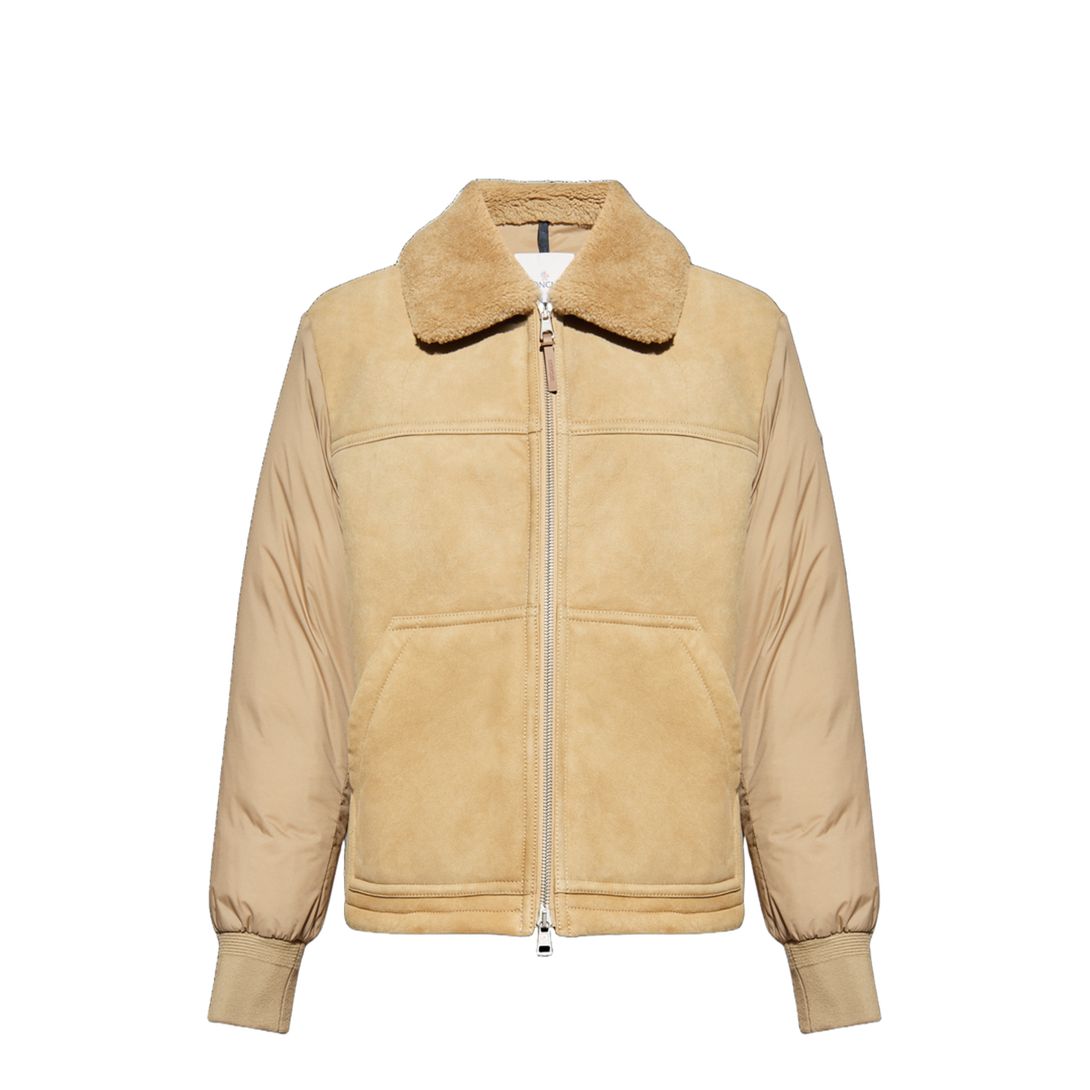 Beige Tonnay Suede & Shearling Short Down Jacket