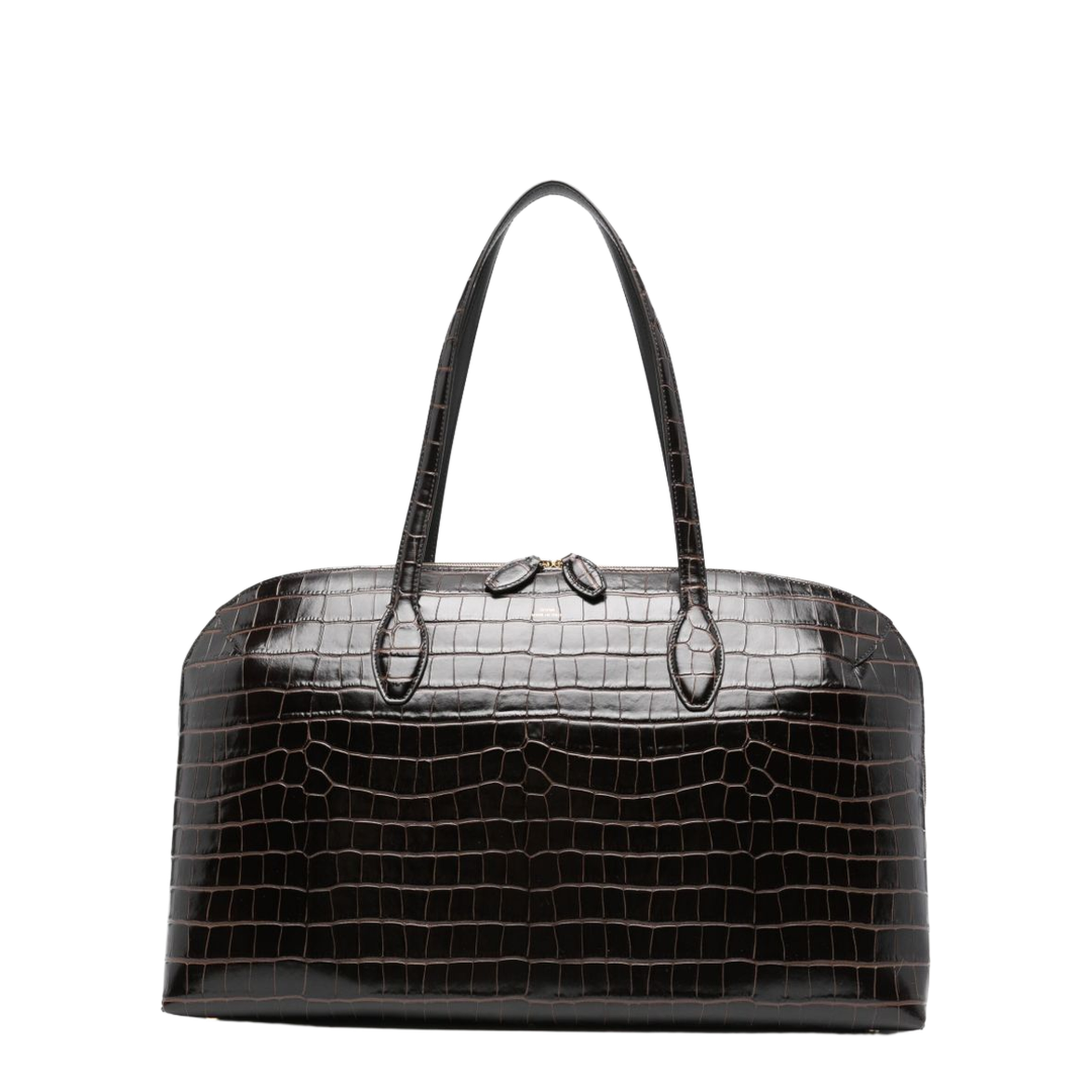 Coffee Brown Croco-Embossed Leather Bag