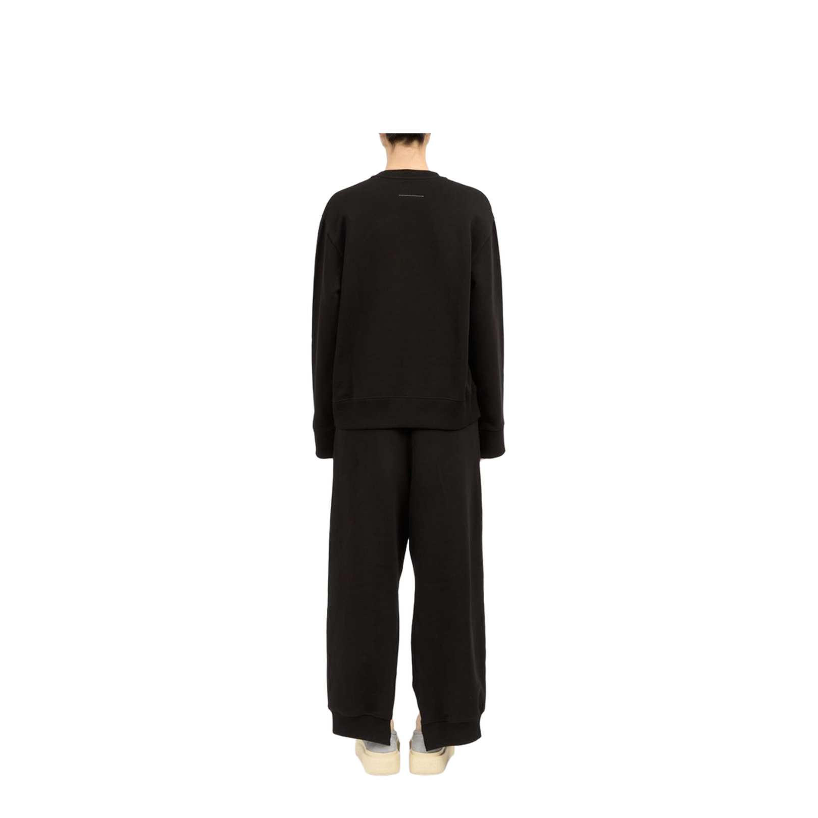Black Numbers Appliqué Crew Neck Long Sleeve