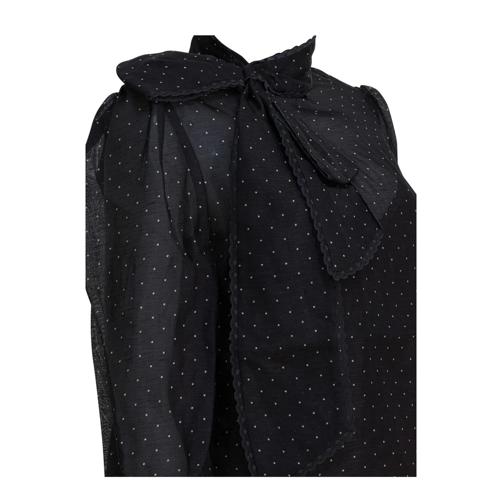 Silk and Linen Lavallière Dream Blouse Black
